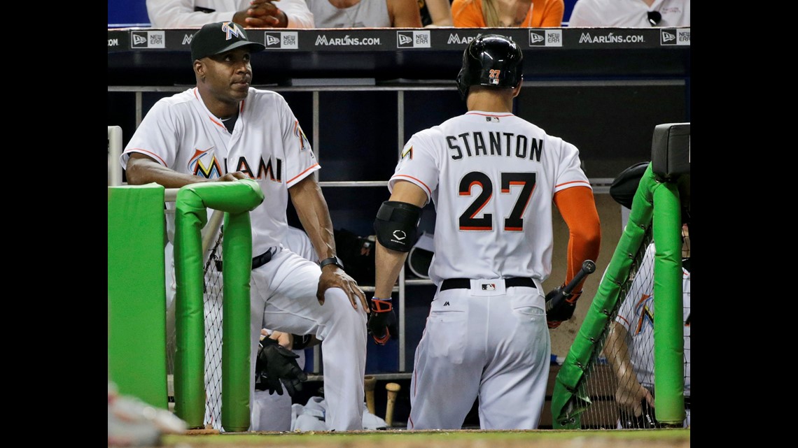 Stanton breaks out of slump, Marlins take finale