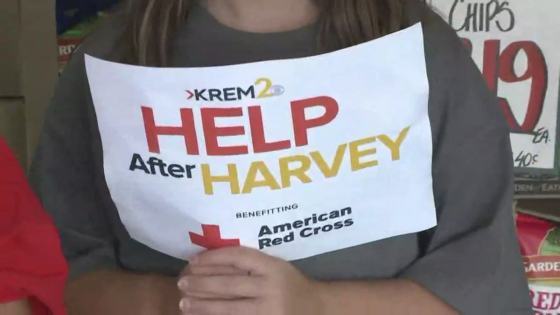 KREM 2's Laura Papetti is at Rosauer's for donations to help victims of Hurricane Harvey.
