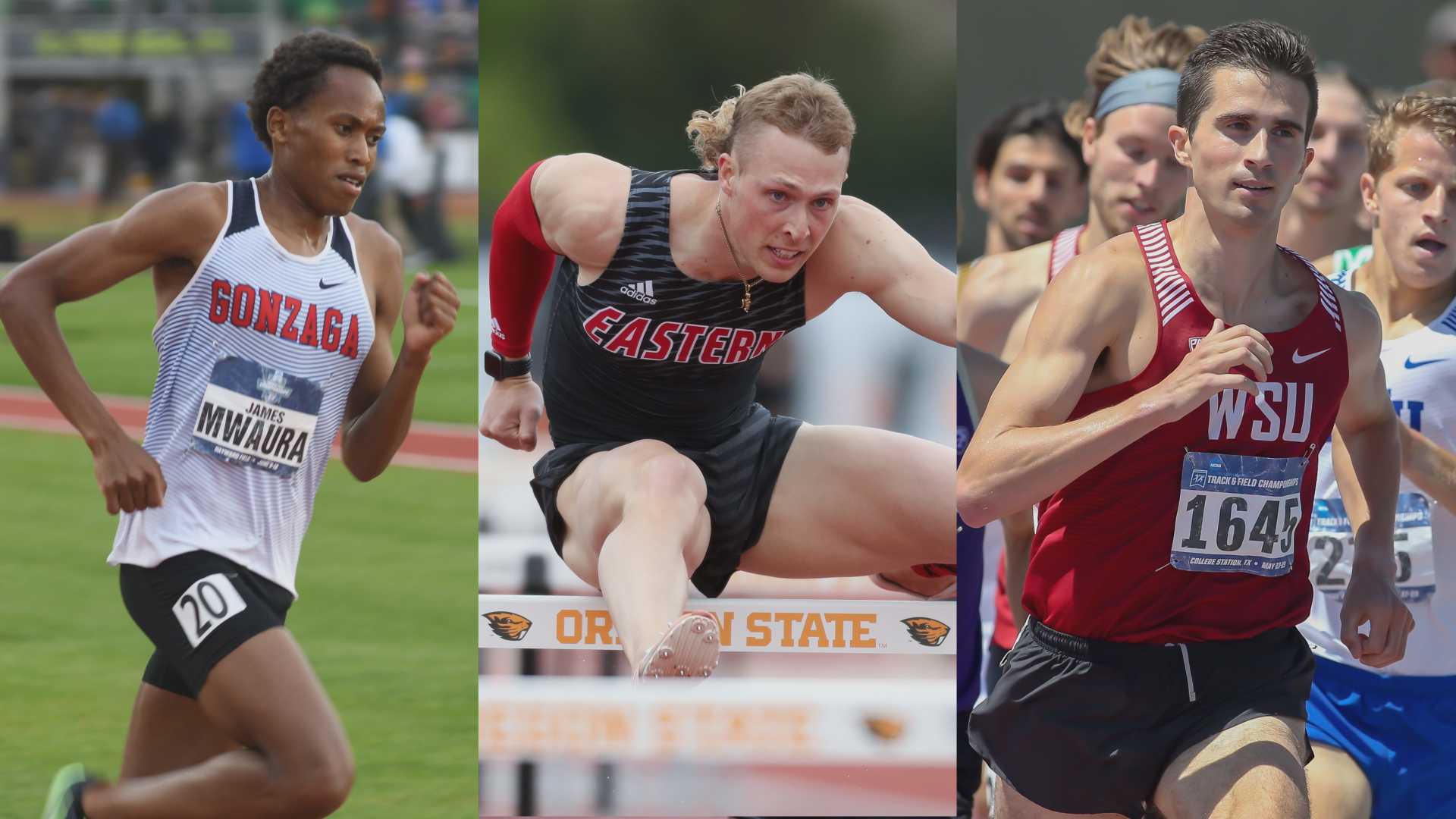 Gonzaga's James Mwaura, Washington State's Paul Ryan and Eastern Washington's Parker Bowden will compete in Eugene between June 18-27.