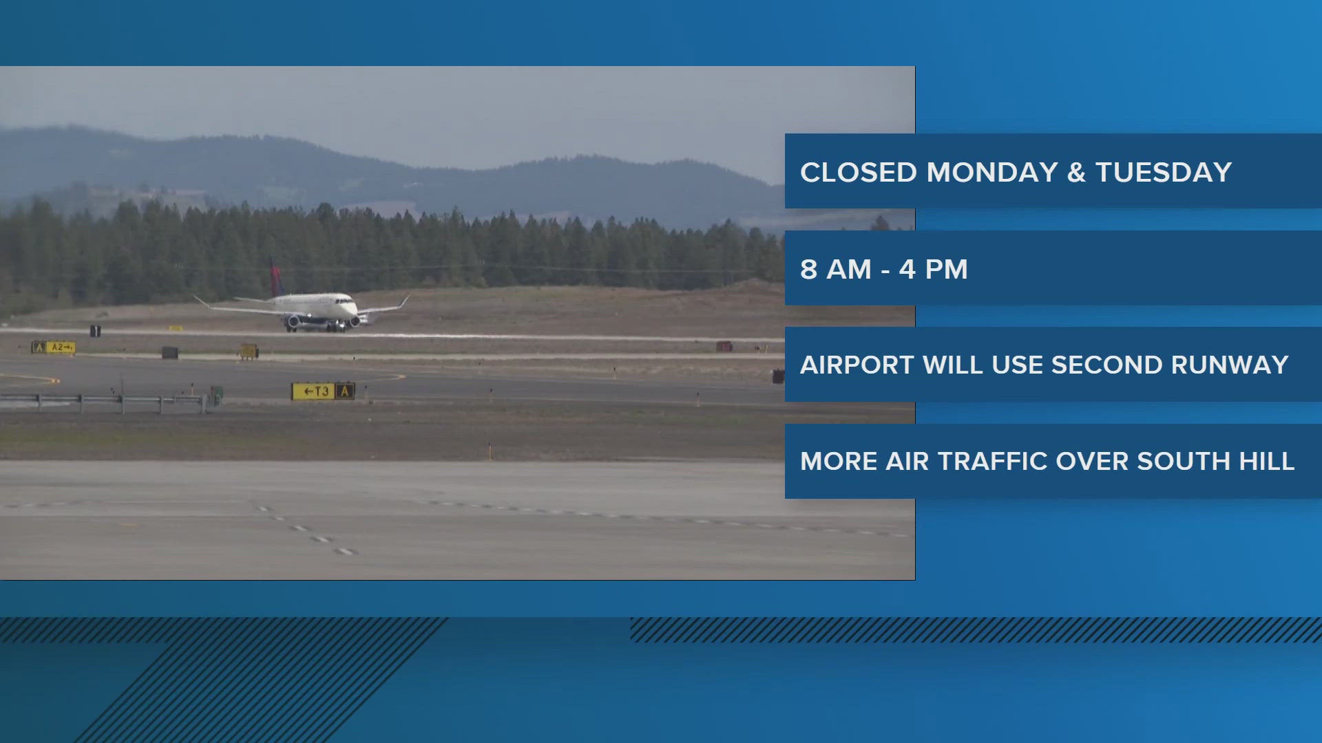 The airport said to expect a temporary increase in air traffic over the South Hill neighborhoods.