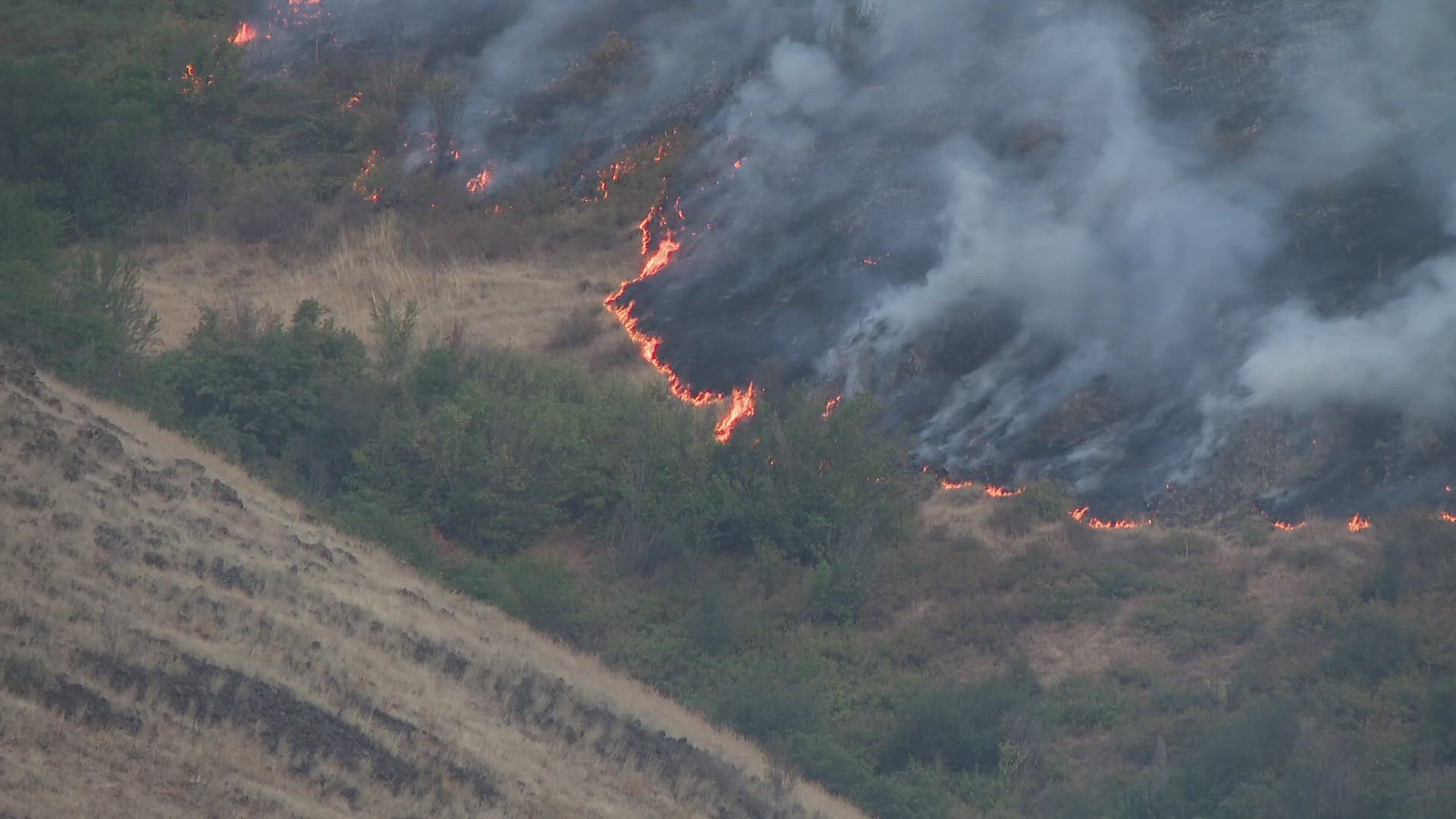 A wildfire has shut down State Highway 3 east of Lewiston