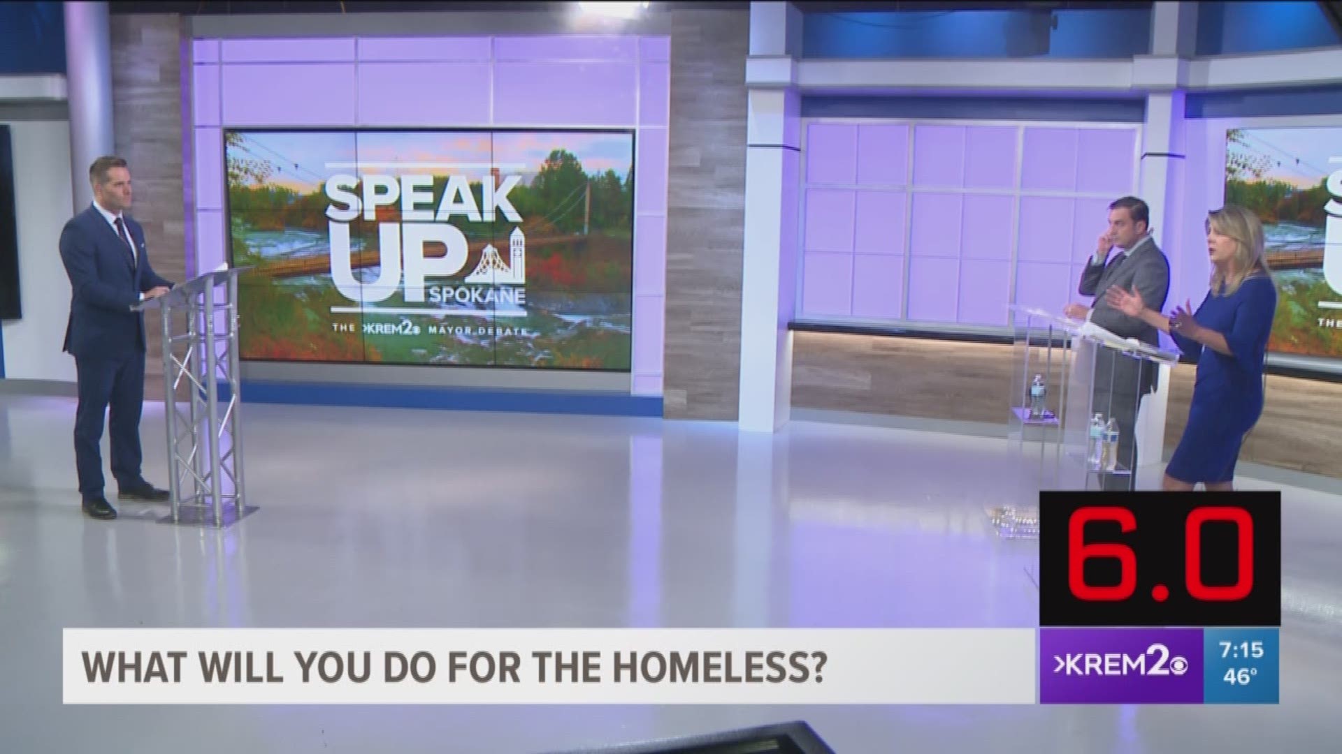 Marcos, a homeless man living in Spokane, asked the candidates what they plan to do to help the homeless.