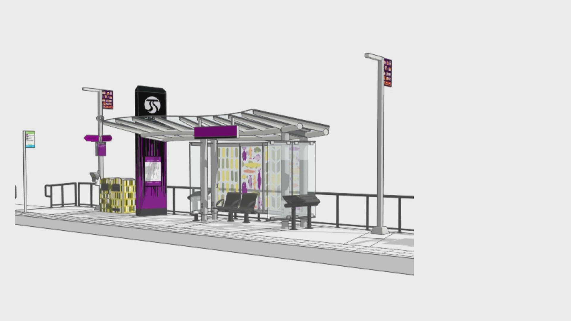 Spokane Transit and Spokane Arts will reveal designs for future city line bus stops on Tuesday.