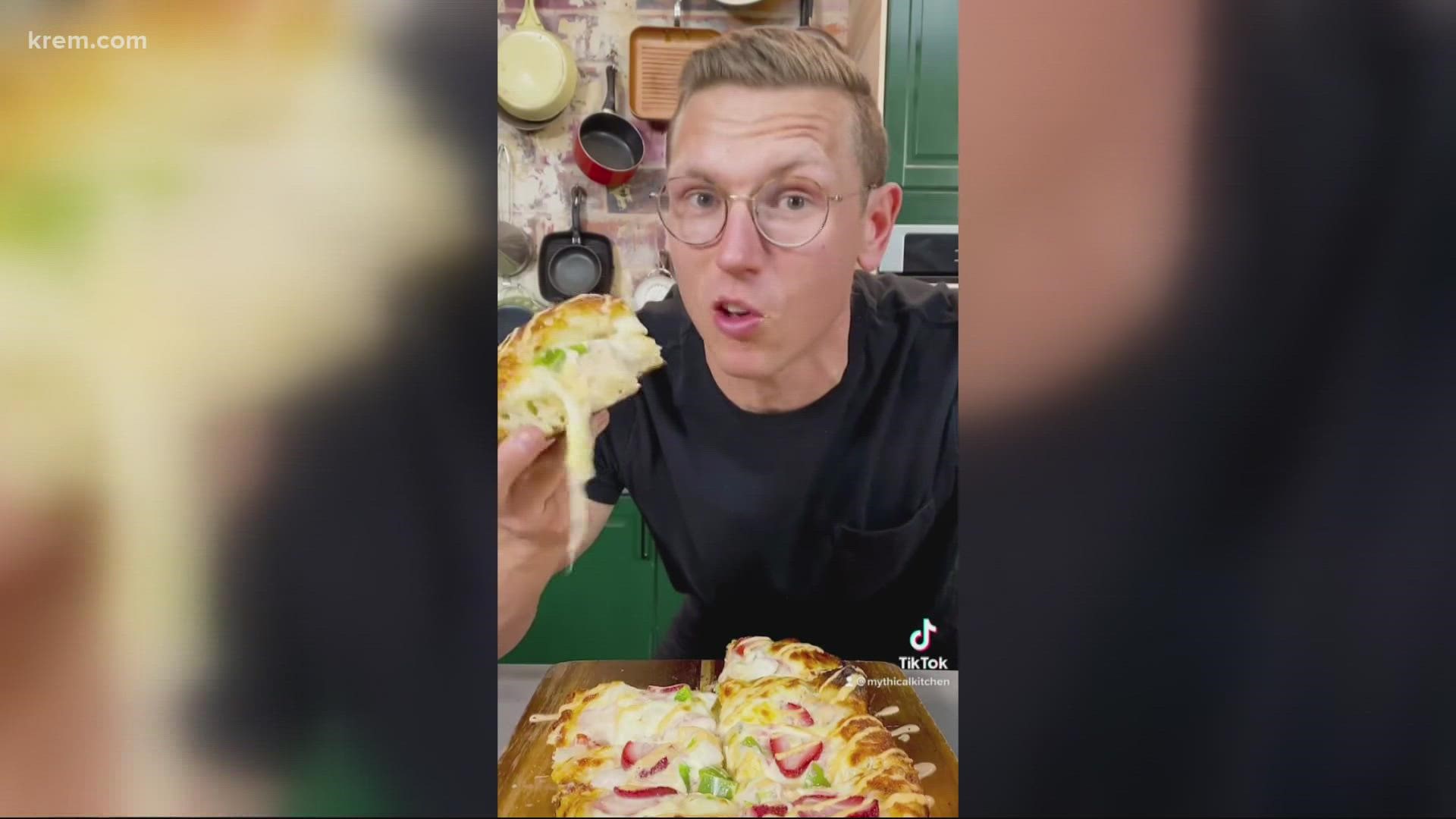 Fry sauce, canned salmon and strawberries are some of the ingredients that Tiktoker Josh Scherer used to cook the pizza recipe that has locals waiting to try it.