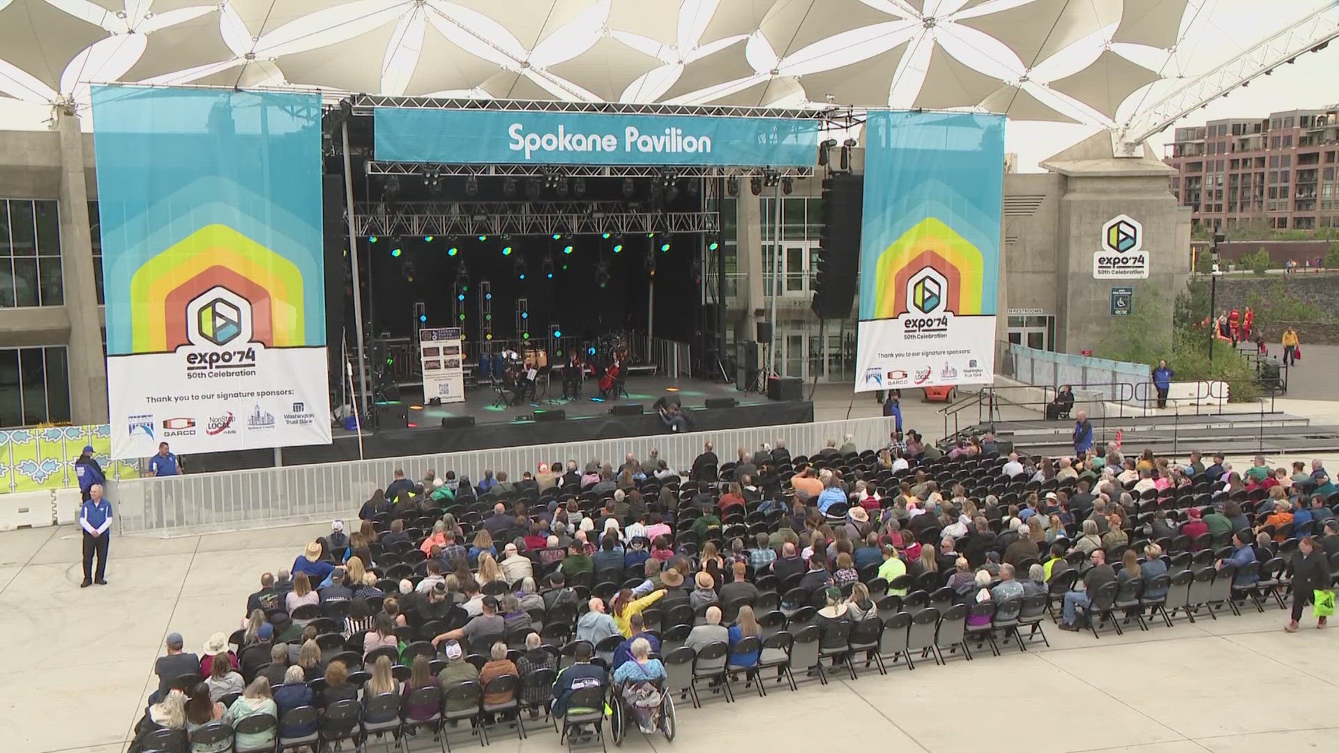 Spokane celebrated the start of its Expo '74 anniversary celebration on Saturday with performances, vendors, and a drone show.