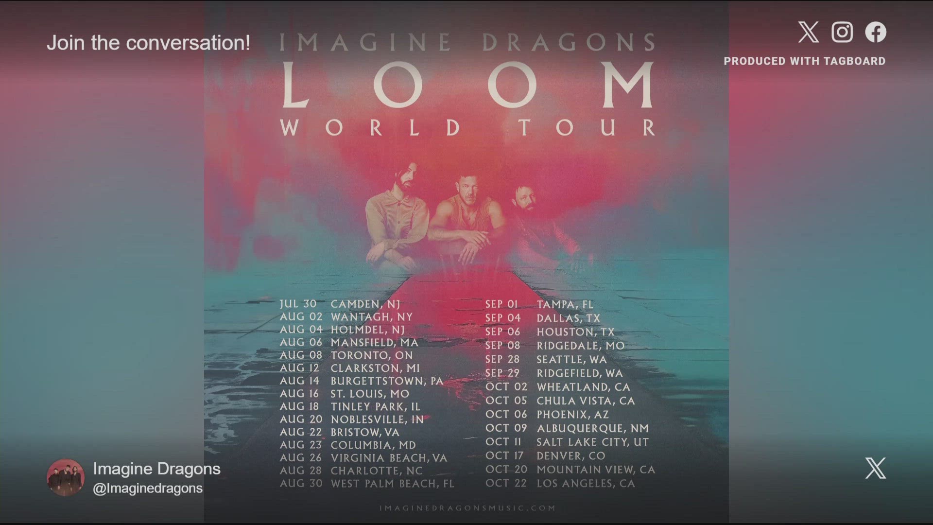 Imagine Dragons will take over the Gorge on September 28, 2024, with tickets for the show going on sale on April 26.