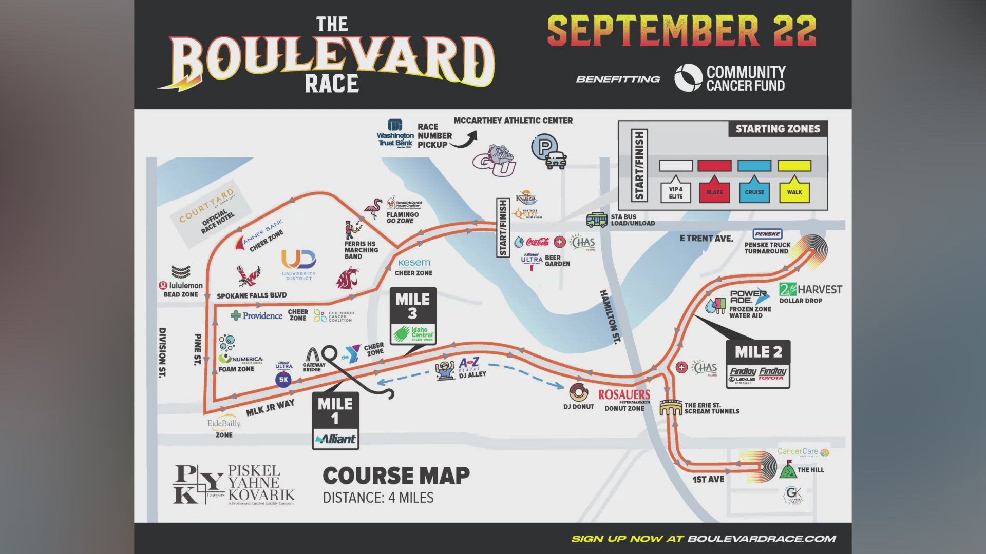 The Boulevard Race takes place on Sunday and will close down several roads near Gonzaga University in downtown Spokane.