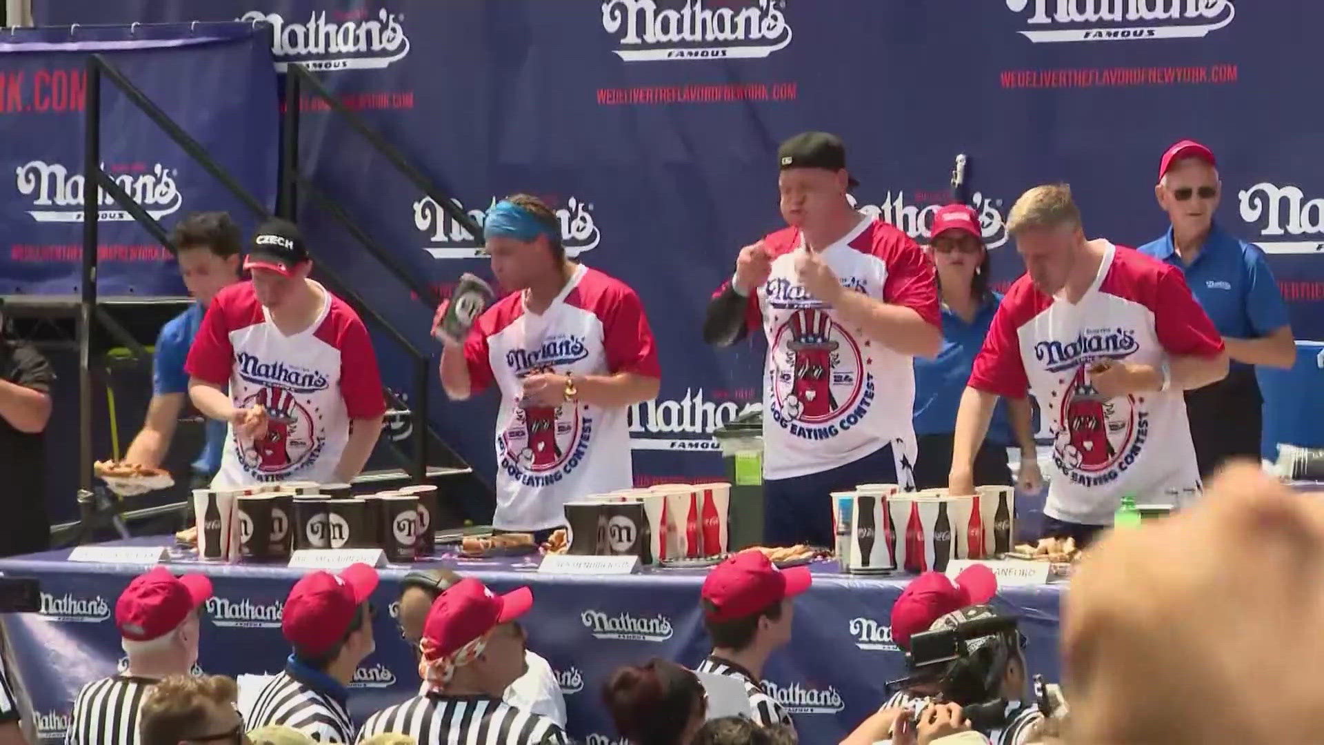 Nathan's hot dog eating contest was missing the famous Joey Chestnut this year due to a sponsorship disagreement.