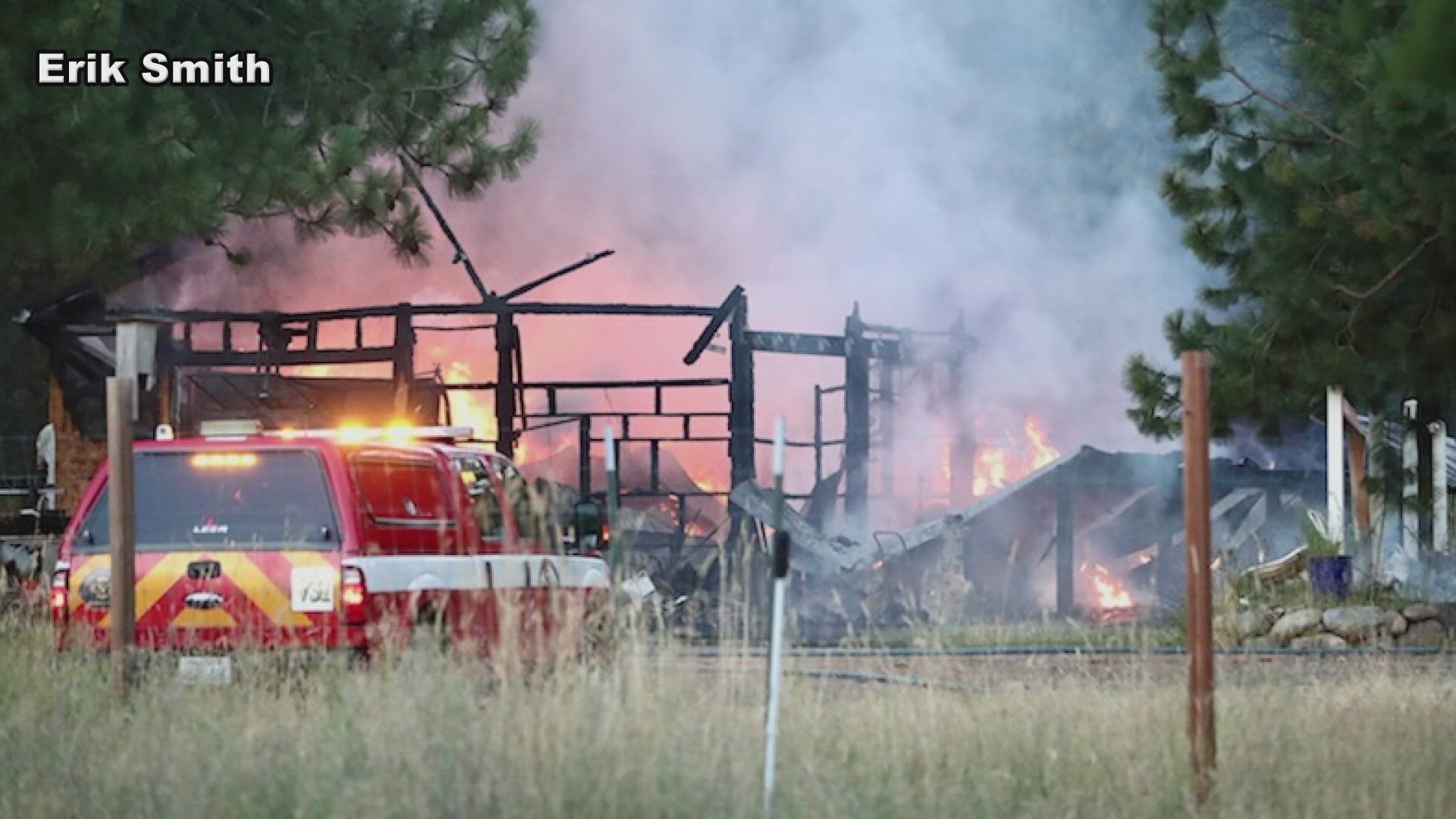 Crews have knocked down a fire at a shop near 26400 East Moffat Rd. That road is closed at this time.