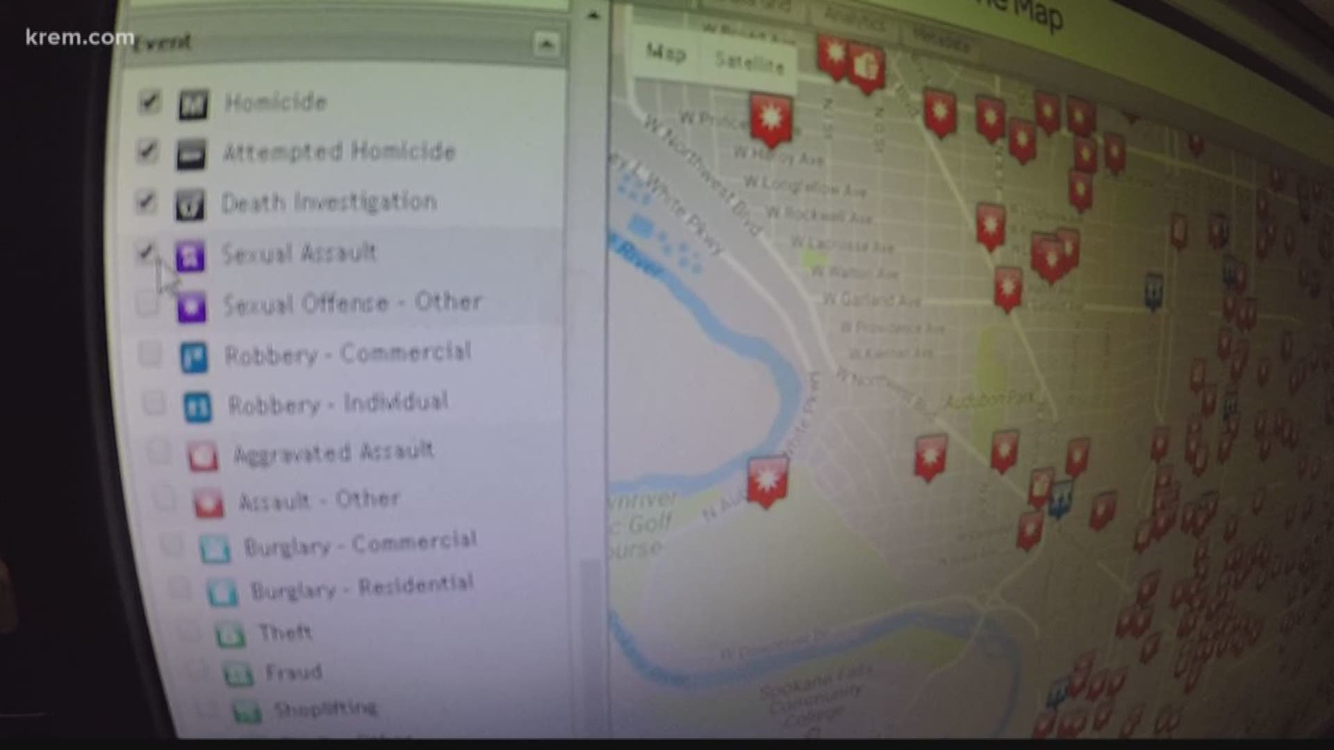 The map lets you track crime in your neighborhood almost in real time. It is updated every hour but it does not show a complete picture of all crime across Spokane. ( 2-13-18)