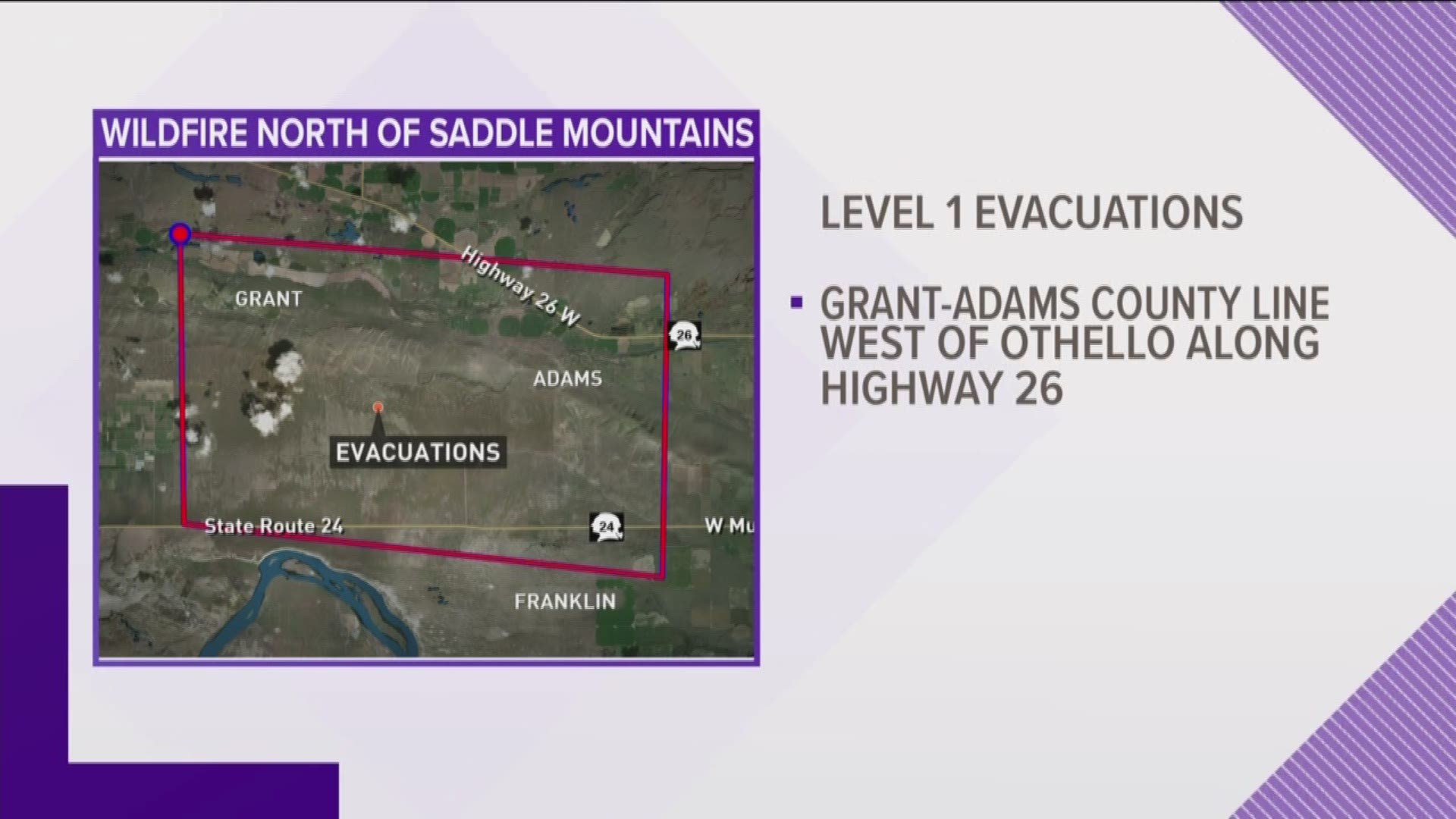 Level 1 evacuations for fire in Grant Co.