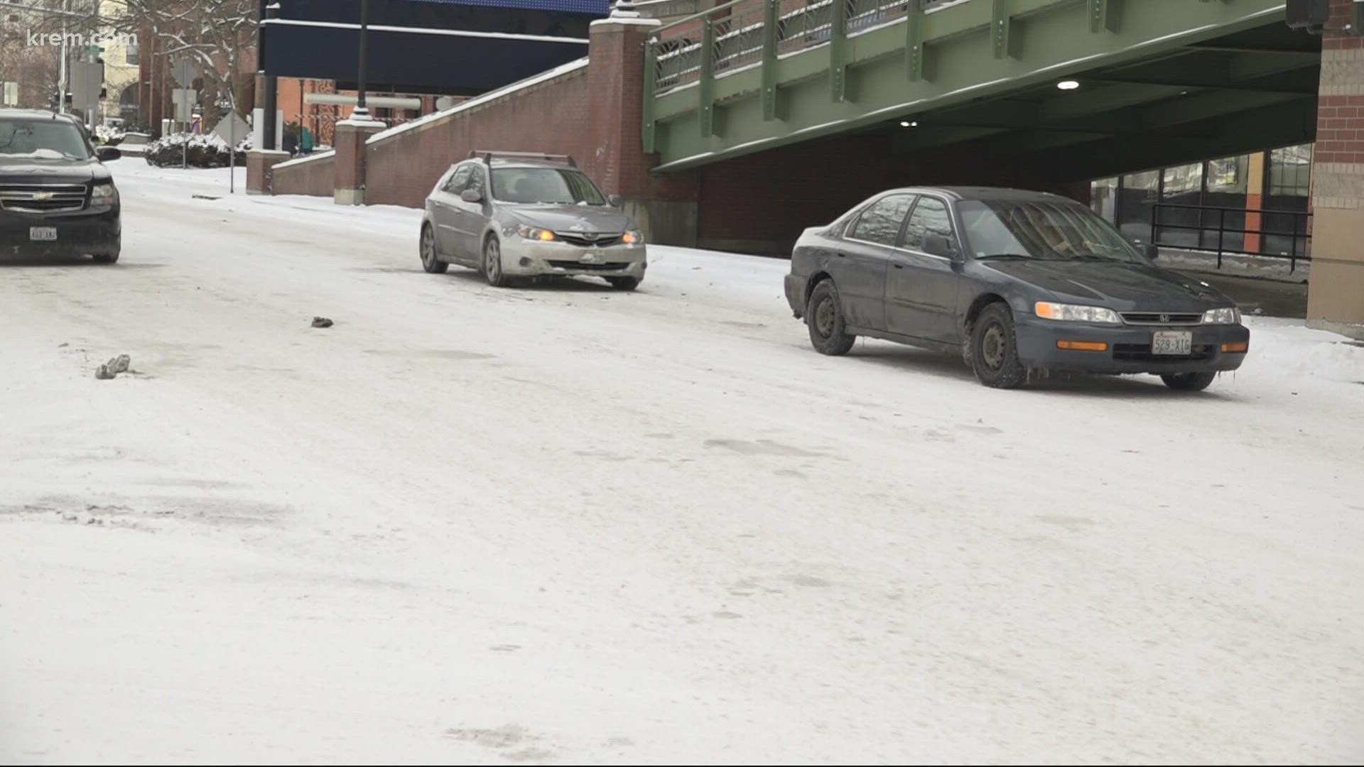 Despite the holiday, plow crews were outlined down sand and de-icer in primary and secondary city roads, drivers are still advised to be careful on secondary roads.