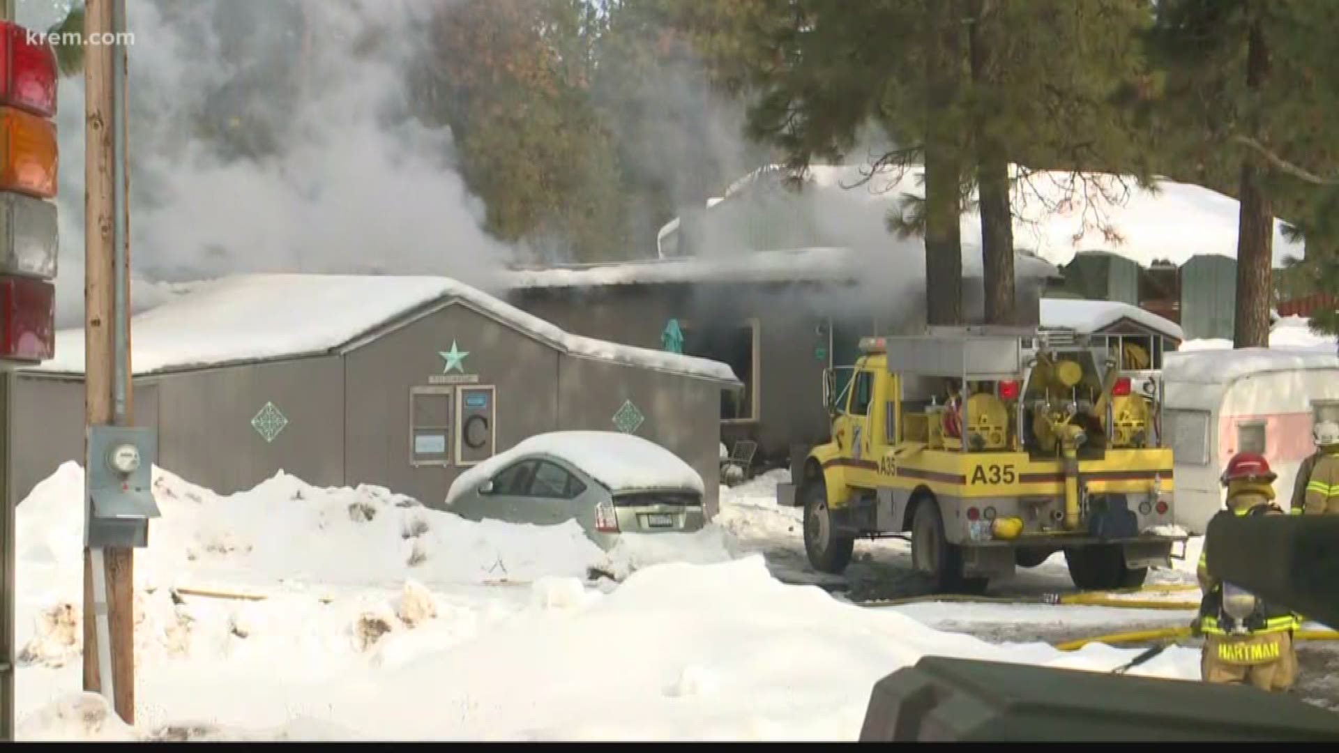 The homeowner unsuccessfully tried to use snow to put out the fire. No one was injured.