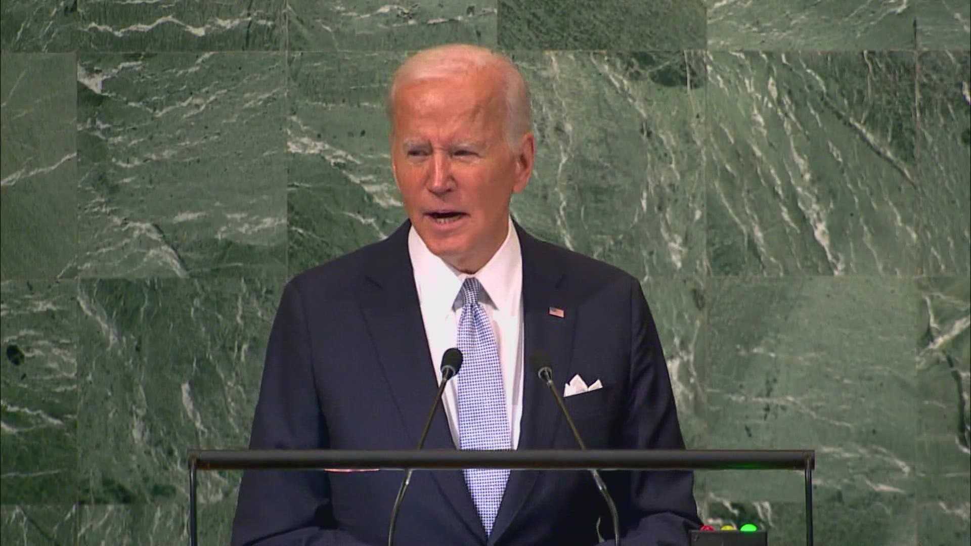 Biden called on all nations to speak out against Russia's “brutal, needless war” and to bolster Ukraine's effort to defend itself.