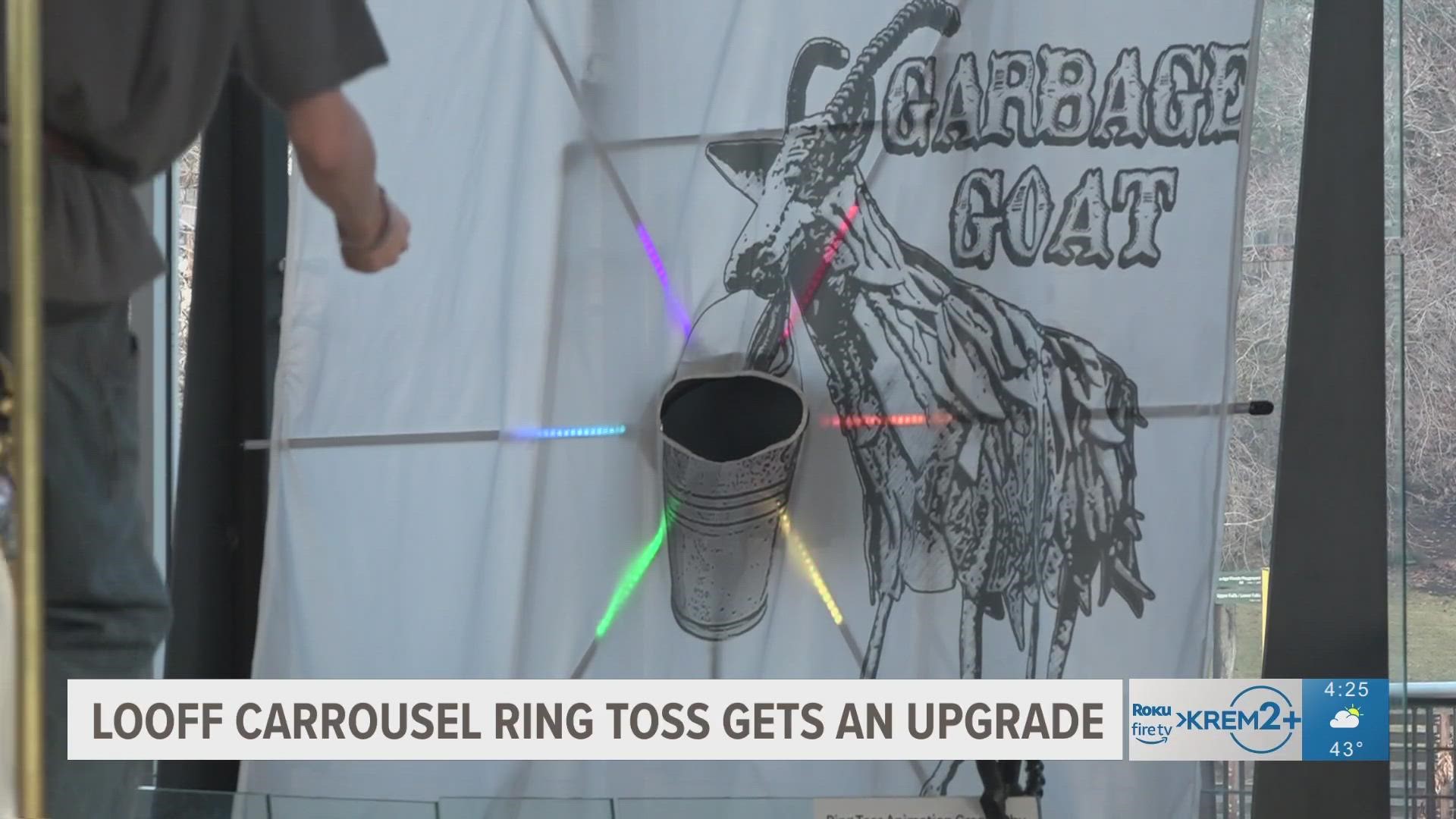 The new ring toss feature rewards carrousel riders with the most accurate throwing skills using a motion sensor that activates colorful lights.