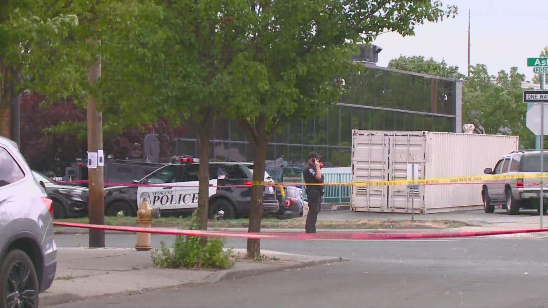 Police say a suspect has barricaded themselves near the DSHS building at 1313 N. Maple Street.