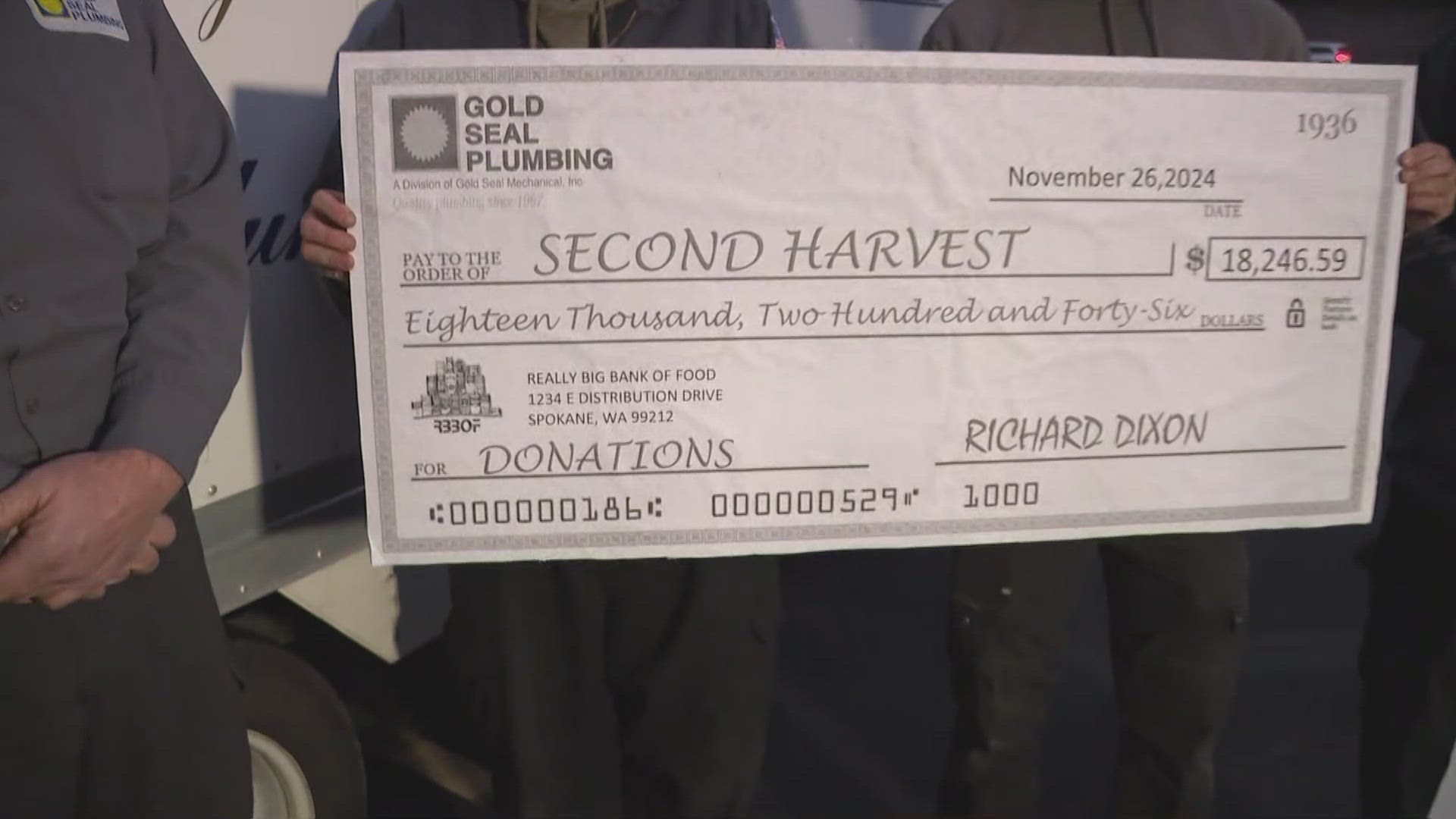 Gold Seal Plumbing donated over 18k to help feed local families on Thanksgiving. 