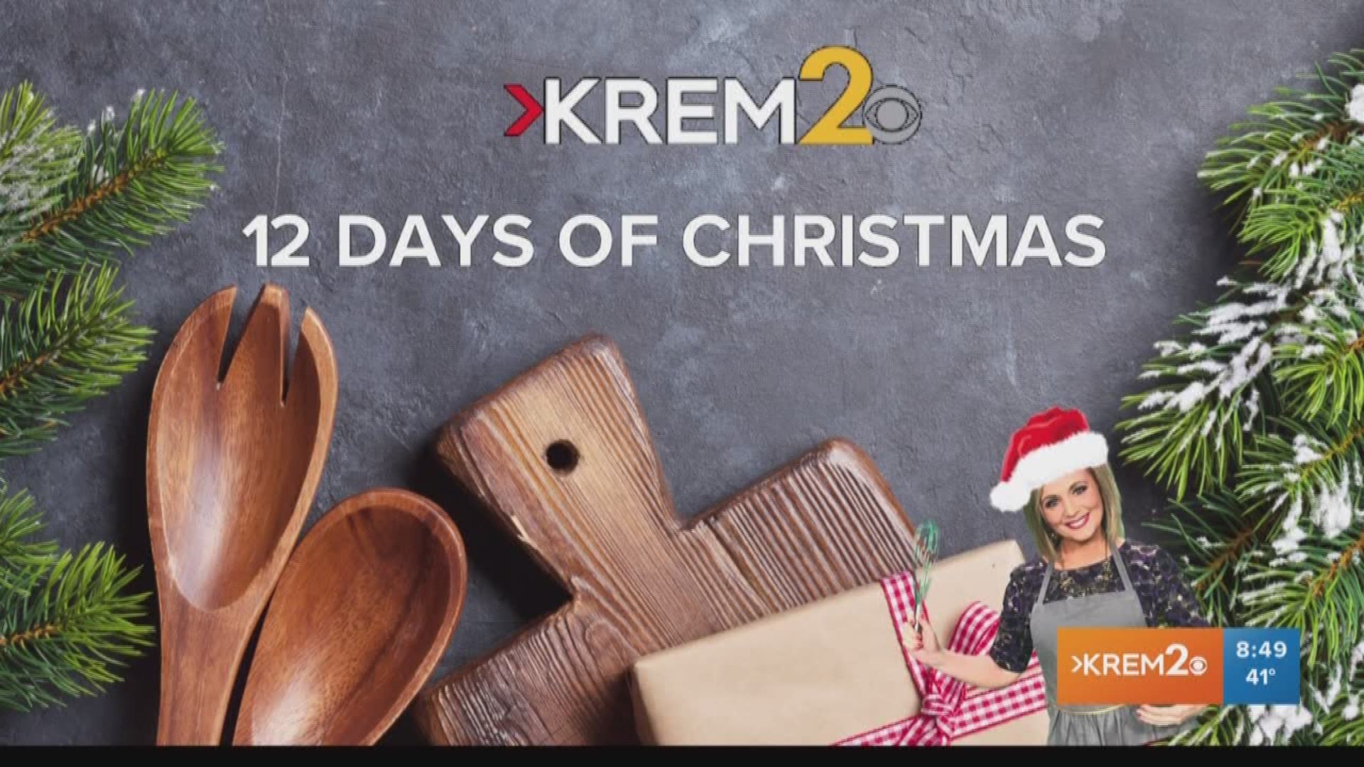 Brittany Bailey and Evan Noorani finish baking lemon pistachio blackberry thumbprint cookies for KREM's 12 Days of Christmas.
