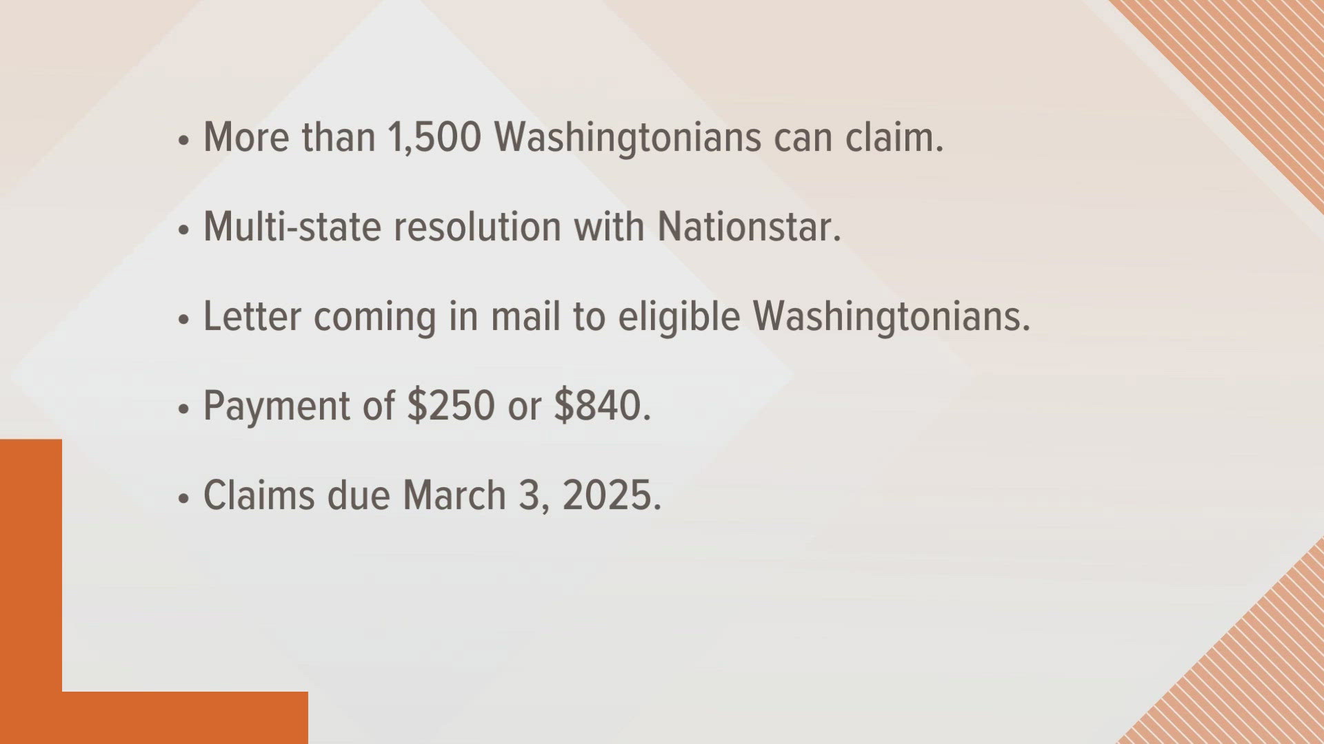 More than 1,500 Washington homeowners are eligible to receive a payment from the state after a mortgage mismanagement resolution.