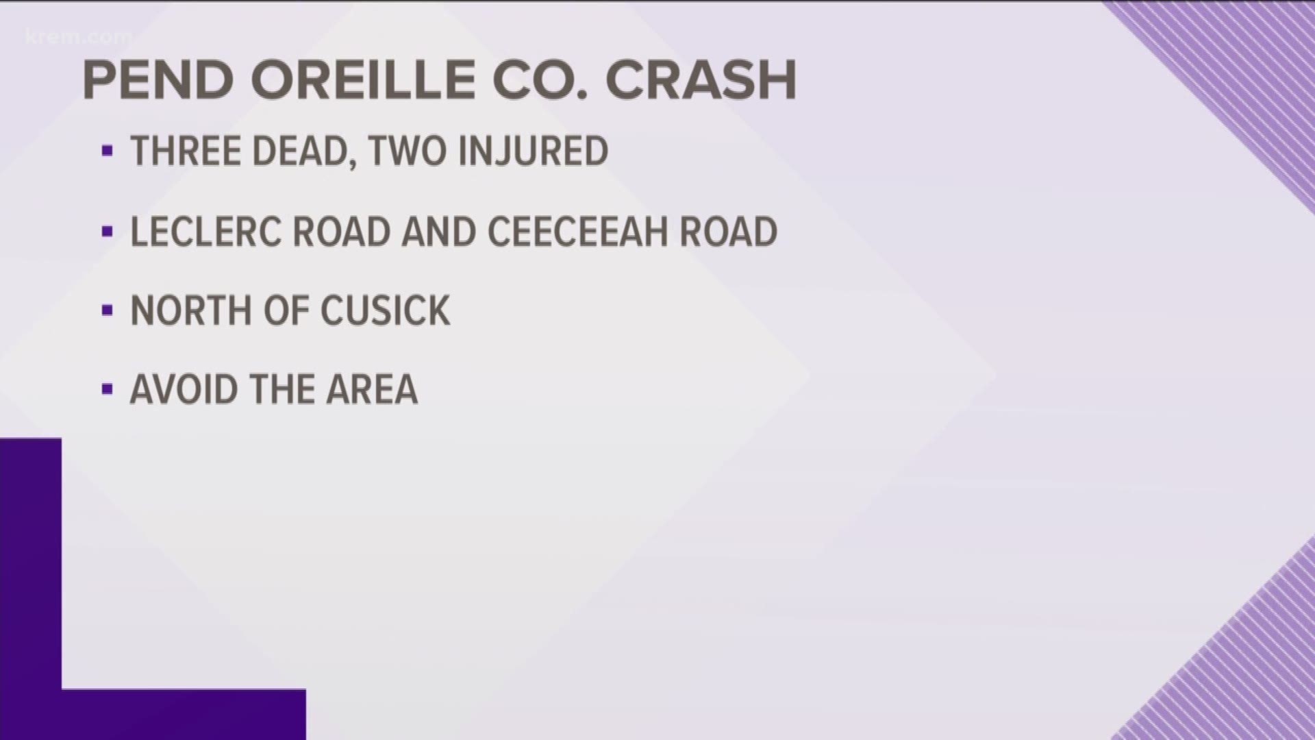 Three dead and two injured in crash near Cusick (8-15-18)