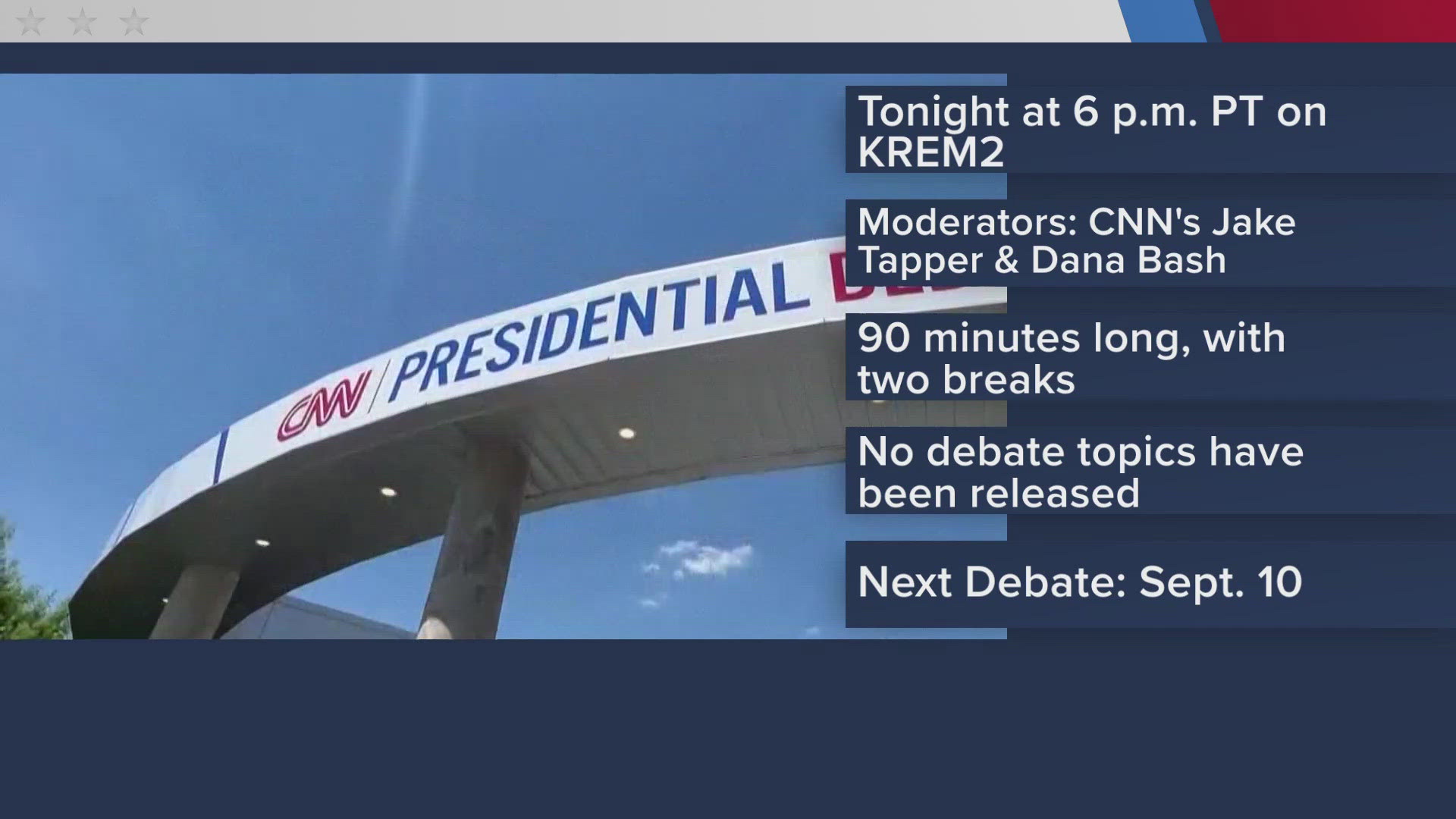 Thursday’s debate is the first of two the candidates have agreed to. The debate begins at 6 p.m. and can be watched right here on KREM 2.
