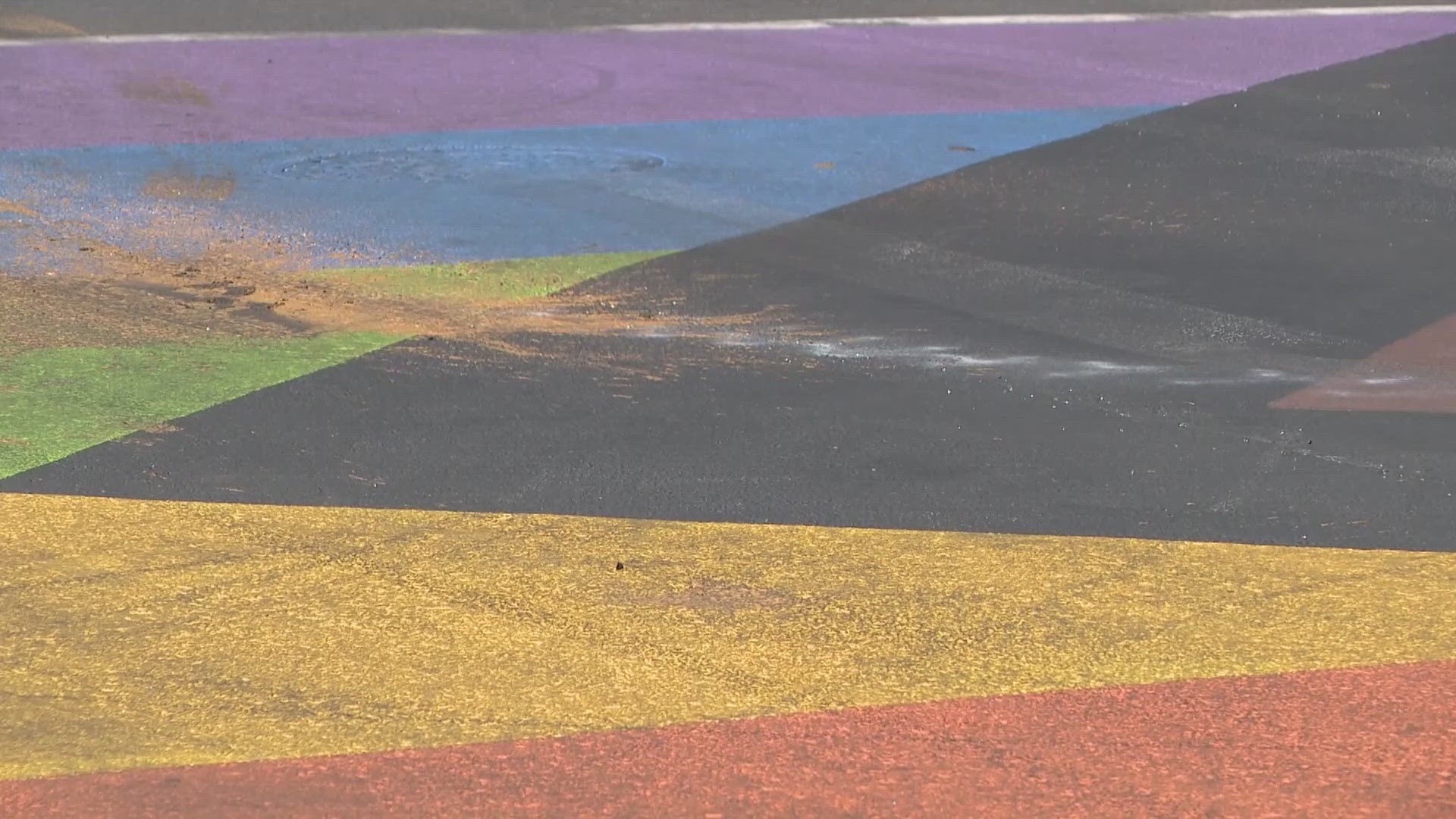 This time, the people who vandalized it used paint to stain the crosswalk