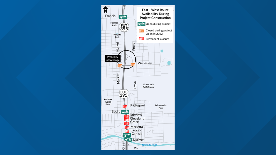 Spokane roads closing for NorthSouth Freeway construction