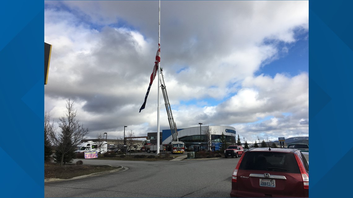 Damaged US flag at Camping World removed with help of Spokane Valley