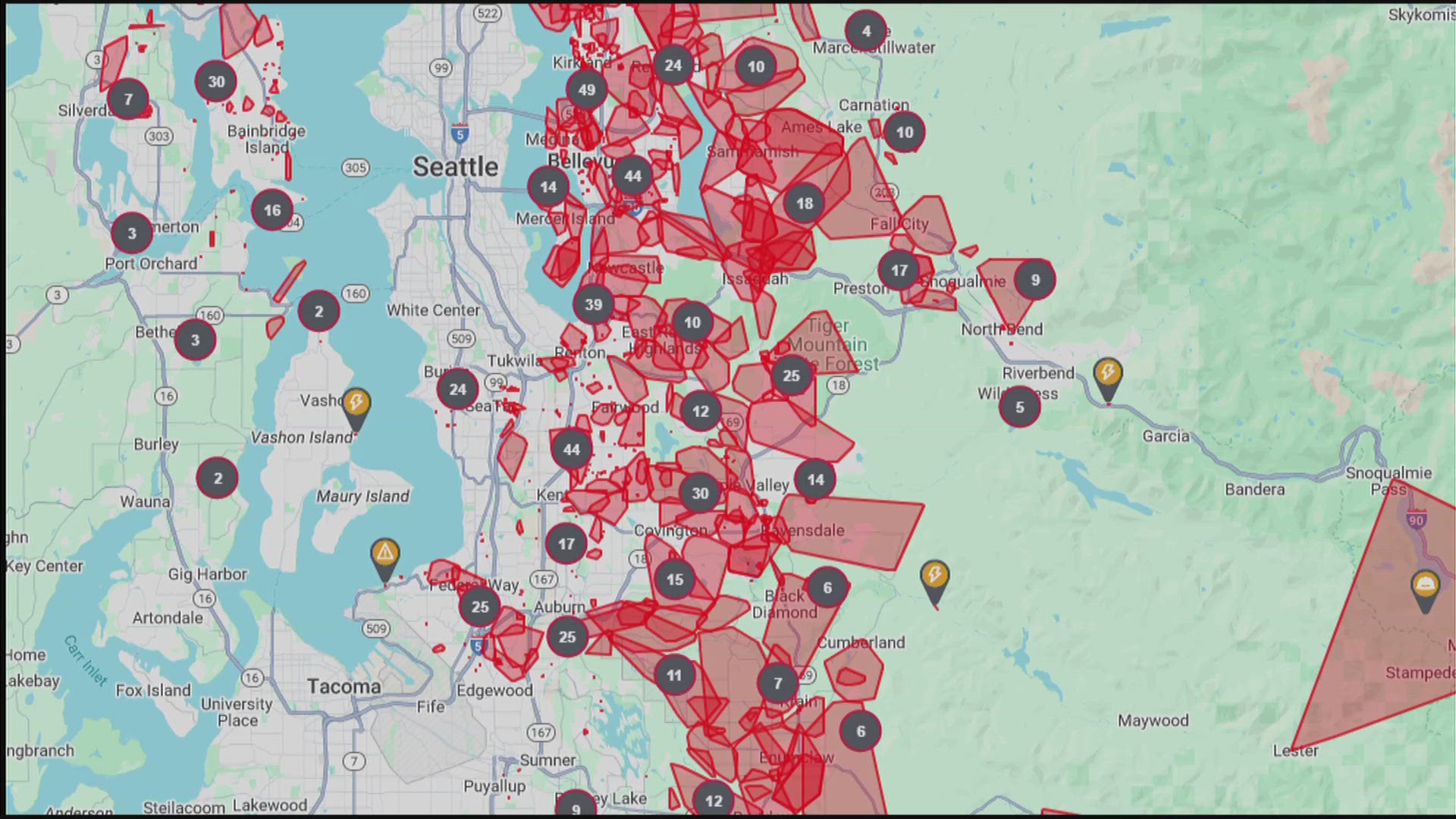 More than 300,000 people are still without power in western Washington after Wednesday's bomb cyclone.