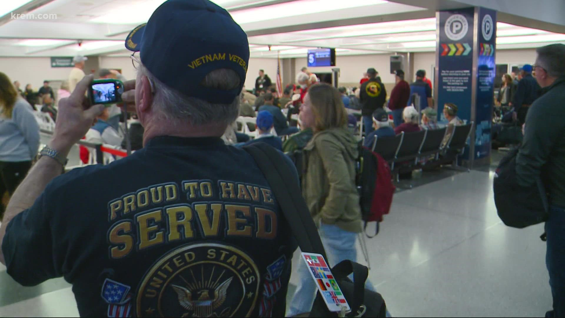 The veterans were escorted to Washington, D.C. to visit war memorials built in their honor as part of this year's Honor Flight.