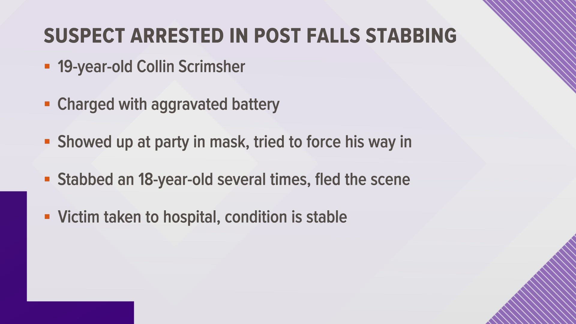 According to police, two men tried to force themselves into a house party, and one stabbed an 18-year-old male.