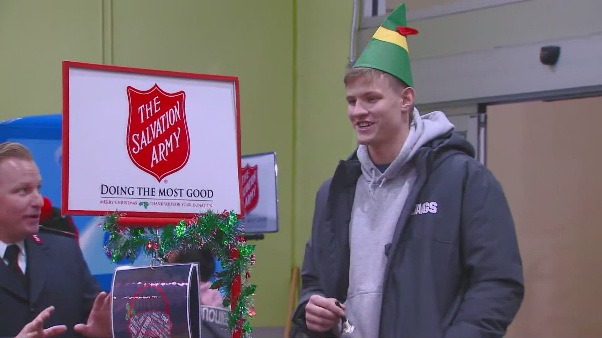 Gregg appeared at Fred Meyer to participate in the Salvation Army's iconic "Red Kettle" campaign.