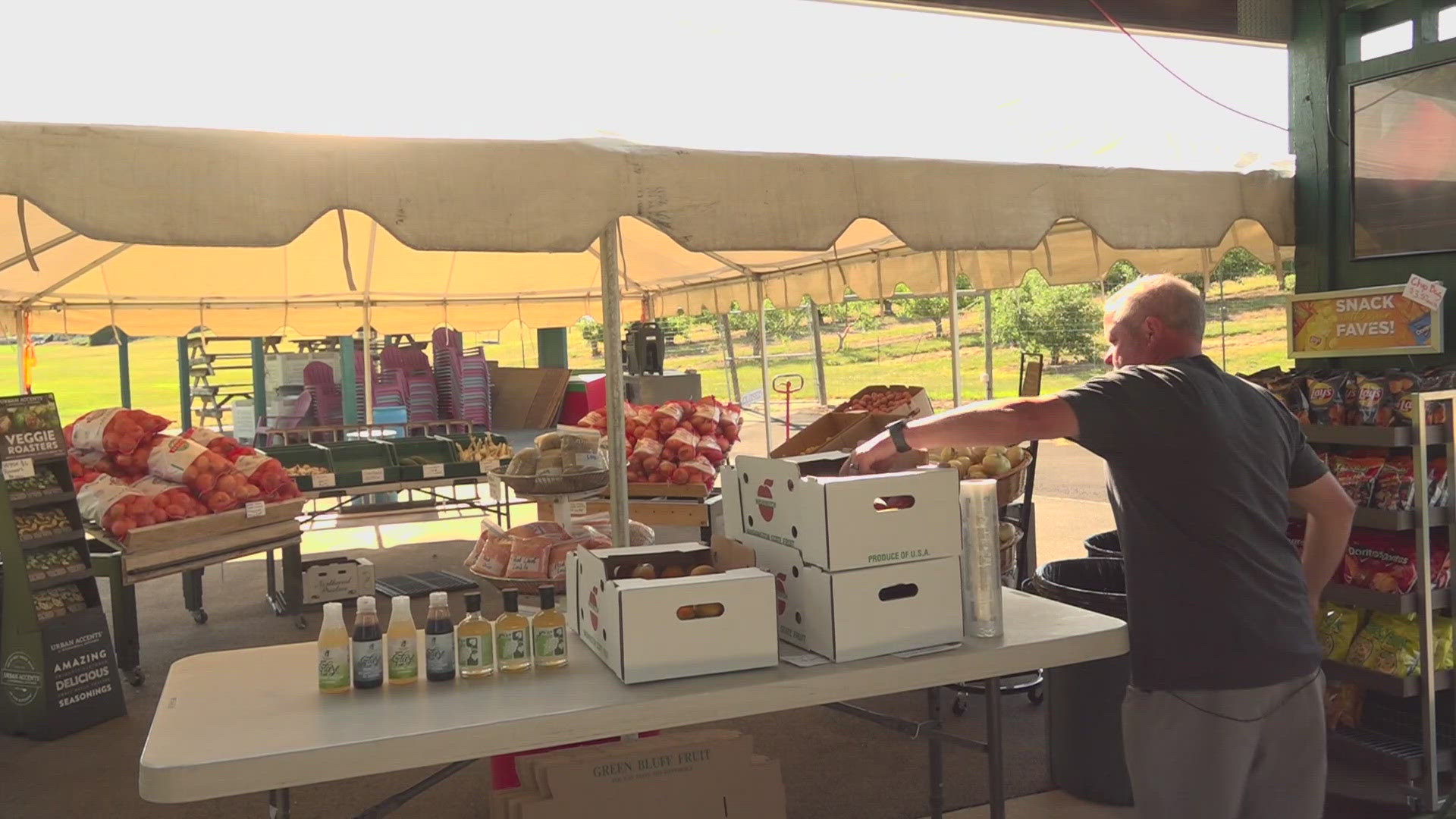 The farm is thankful for the warm temperatures as a deep freeze this past winter wiped out their entire crop of peaches and cherries.