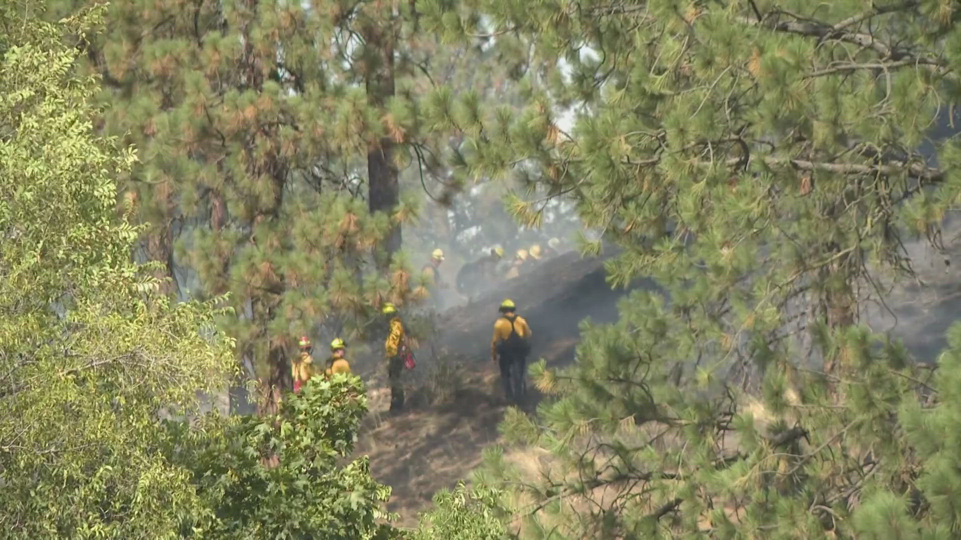 The flare up is at the location of two suspicious fires that started on Monday near Browne's Addition. The Spokane Fire Department is investigating them as arson.