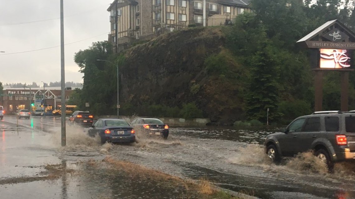 Spokane flooding leaves debris, collapsed roads in its wake