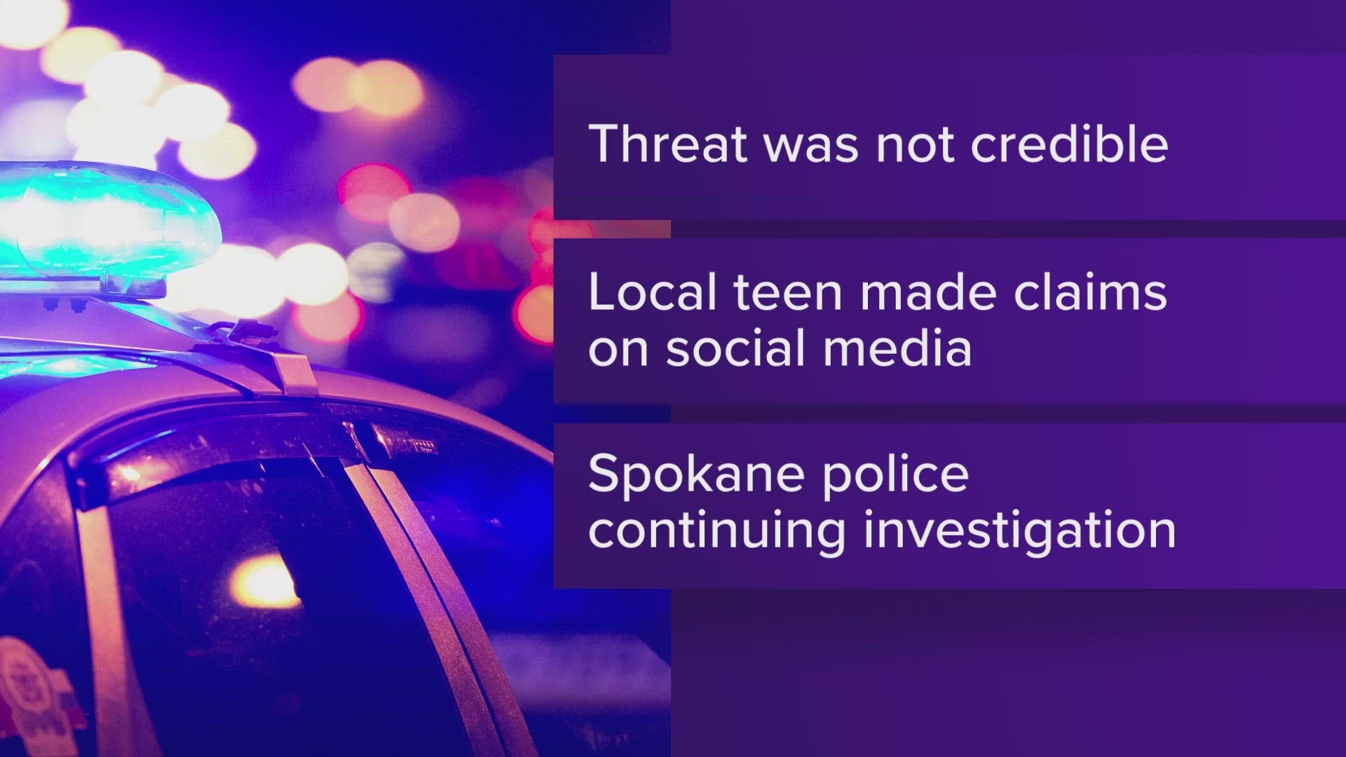 Spokane Public Schools says the police department is continuing its investigation regarding the threat.