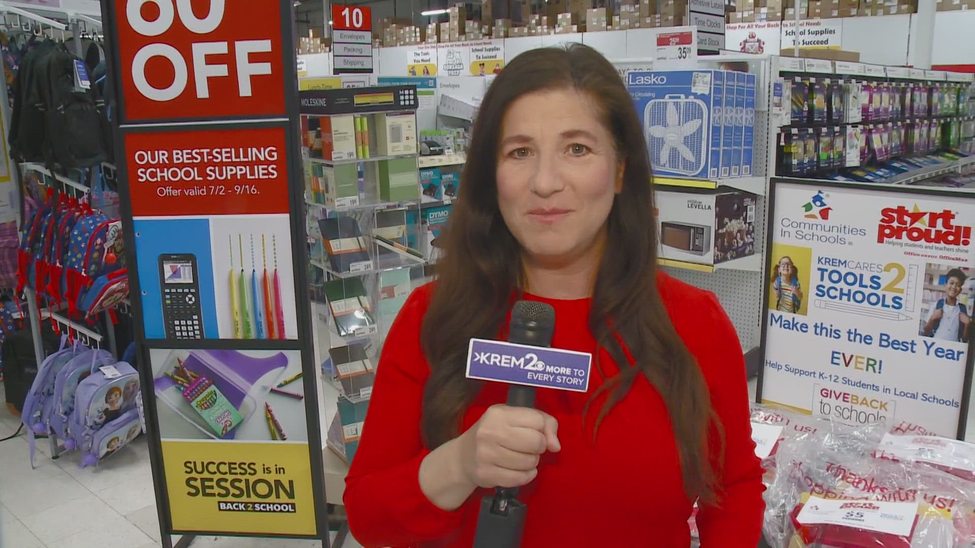 KREM 2's Laura Papetti is at Office Depot where you can buy one of the Tools 2 School bags to help kids get prepared to go back to school.
