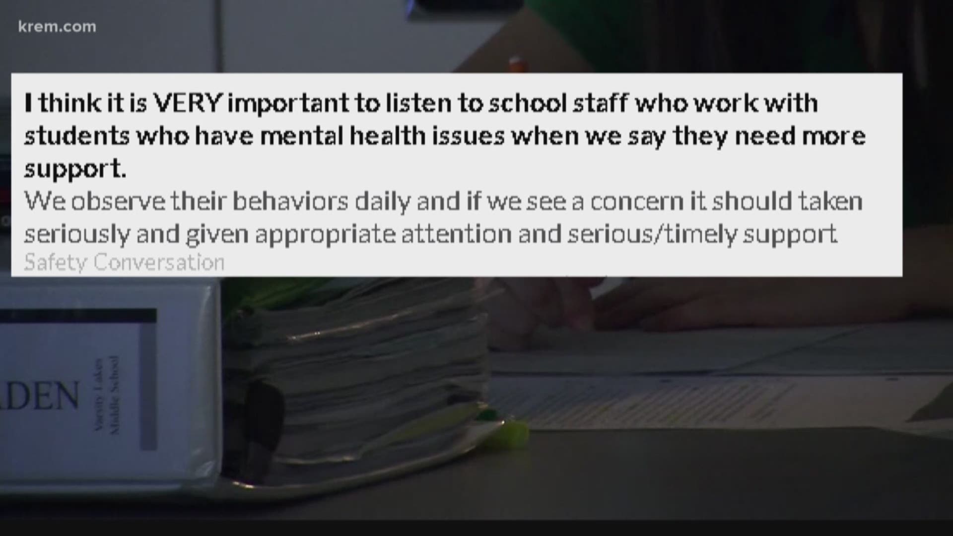 Spokane Public Schools recently released results from a survey asking people what they thought was most important for school safety. Top answers included behavior and mental health.