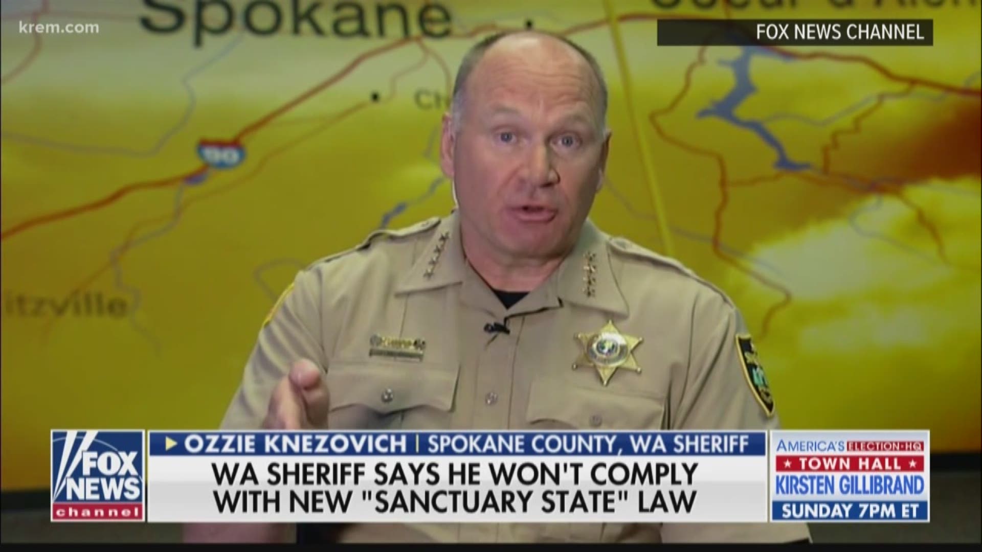 Spokane's sheriff went on Fox News to criticize a new Washington state law that creates new restrictions on how police can handle immigration.