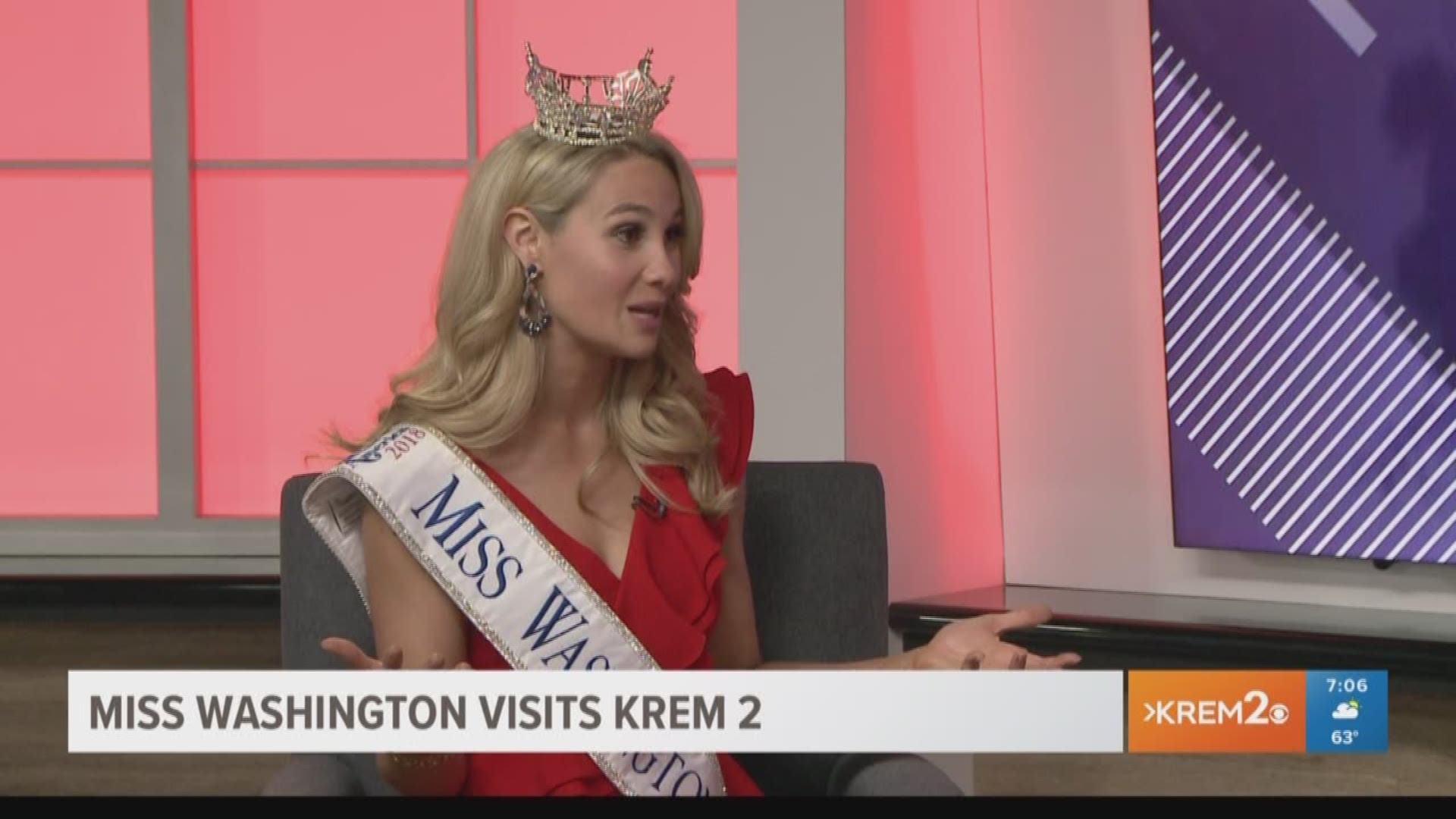 Miss Washington Danamarie McNicholl visits KREM 2 part 1