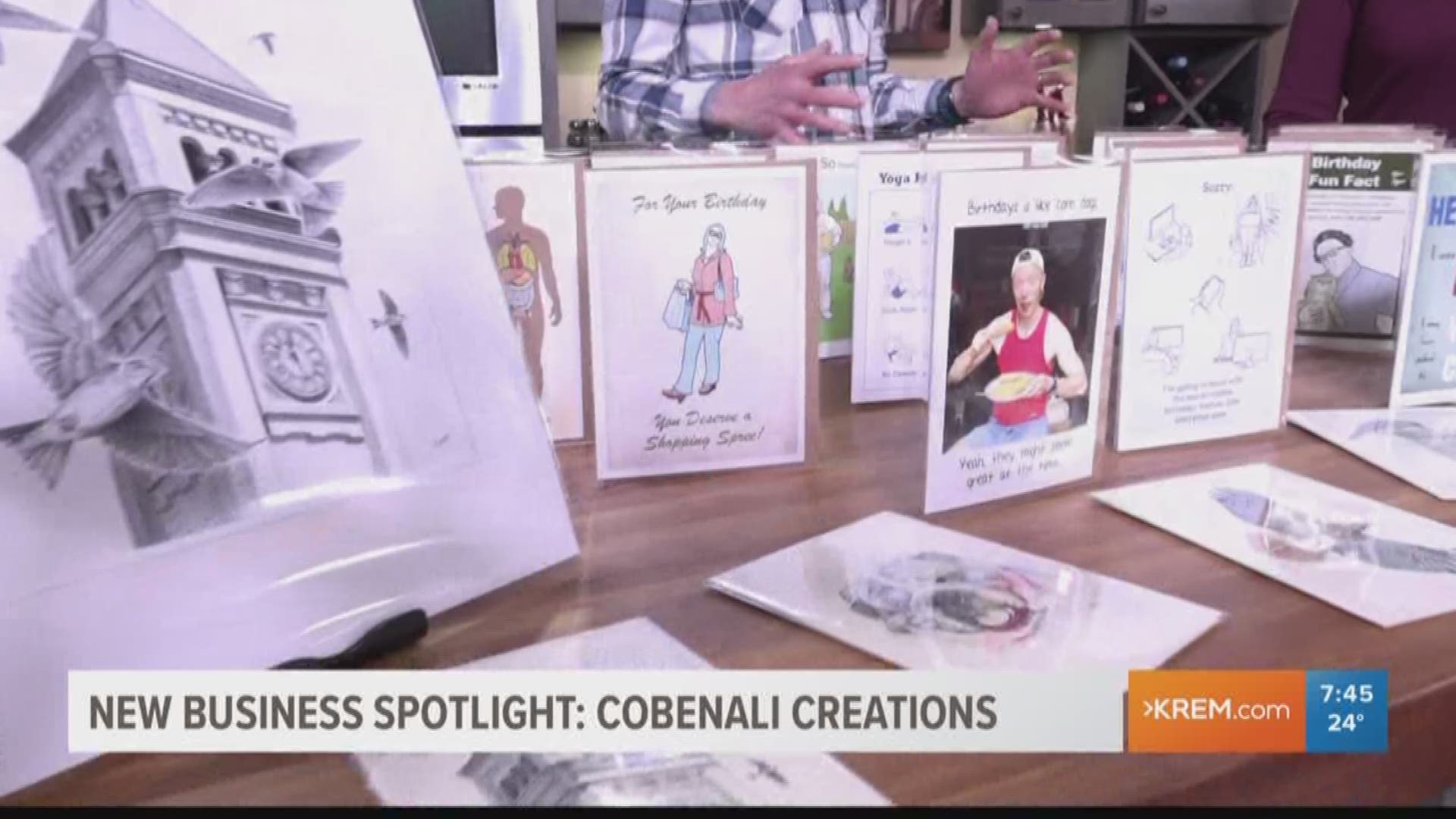 KREM's Brittany Bailey chats with local artist Colin Hayes with Cobenali Creations about his new line of greeting cards.