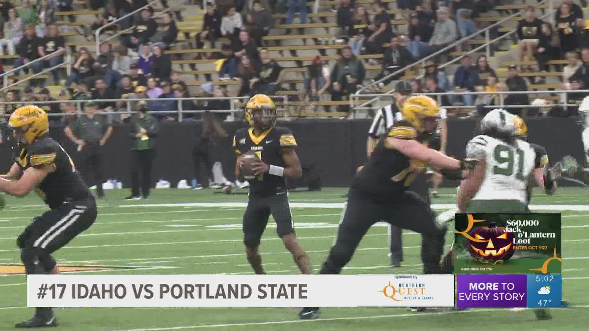 The Vandals remain unbeaten in Big Sky Conference play topping Portland State 56-21 in the Kibbie Dome.