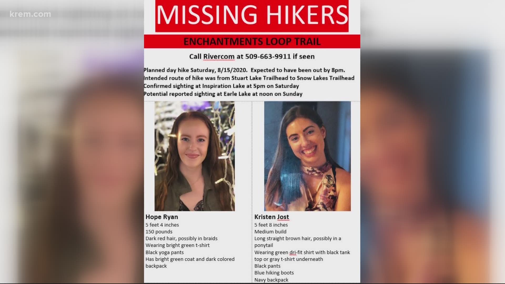 Two missing hikers on Enchantments Loop Trail have been found