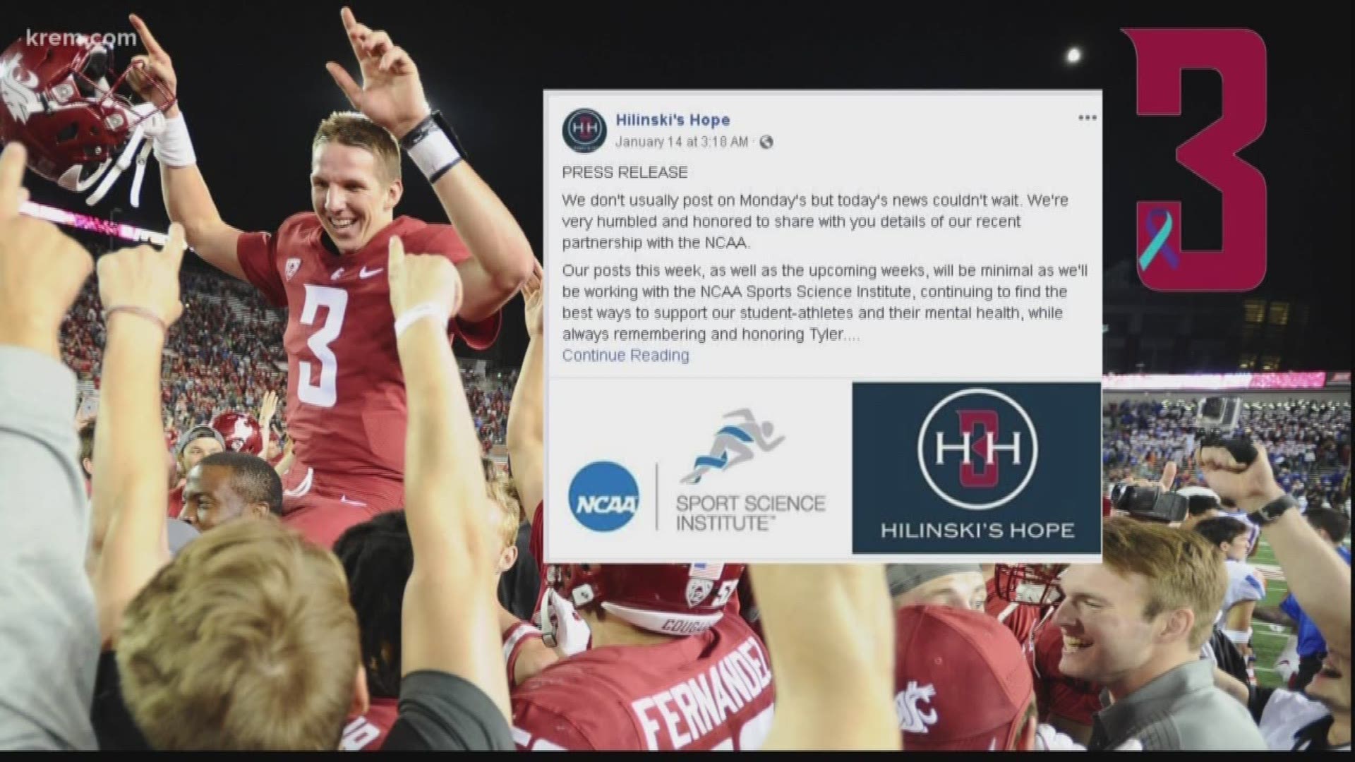 Wednesday marks one year since the Washington State University community lost beloved quarterback Tyler Hilinski to suicide.