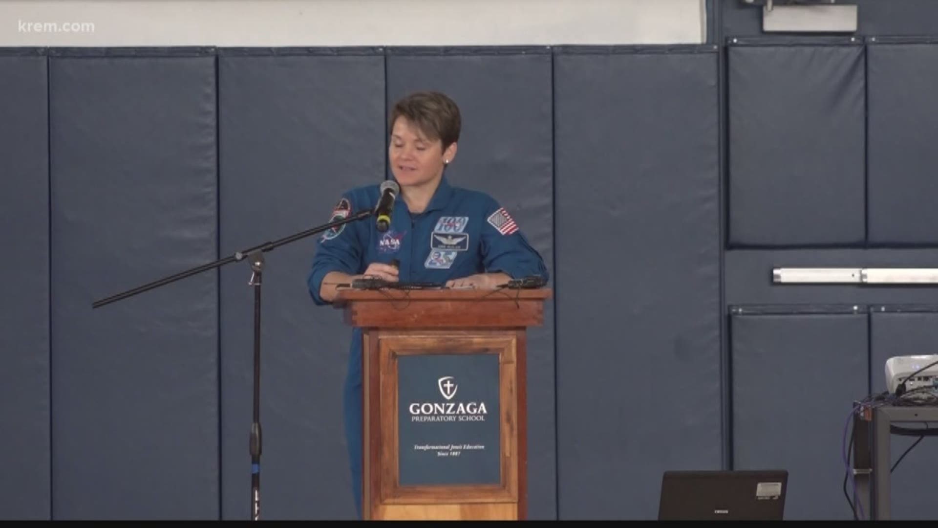 Anne McClain paid a visit to her alma mater Gonzaga Prep after a year away at the International Space Station. Students were thrilled to hear about her time aboard.