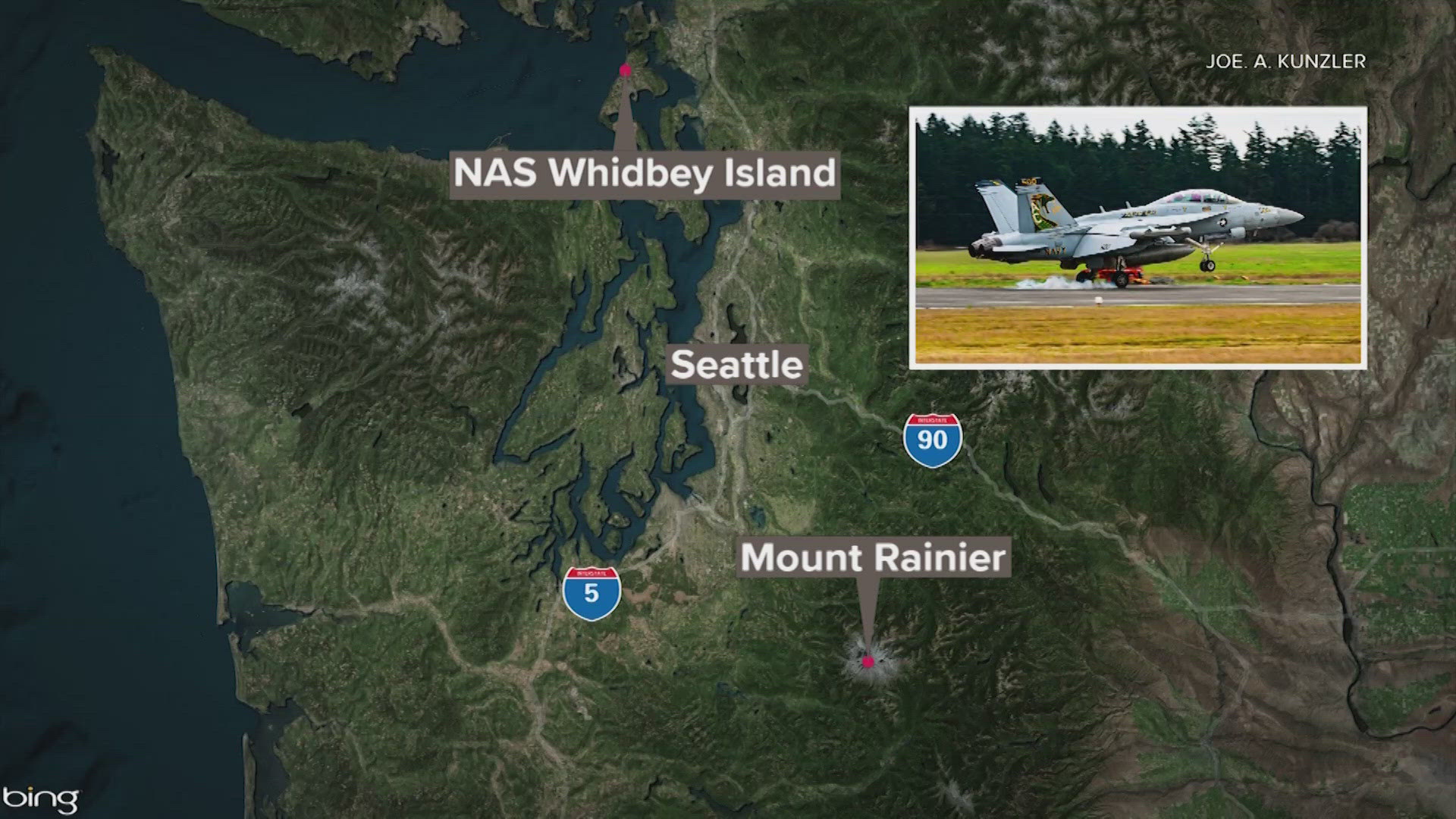 Two crew members are missing after their Navy jet crashed on Tuesday night just east of Mount Rainier.