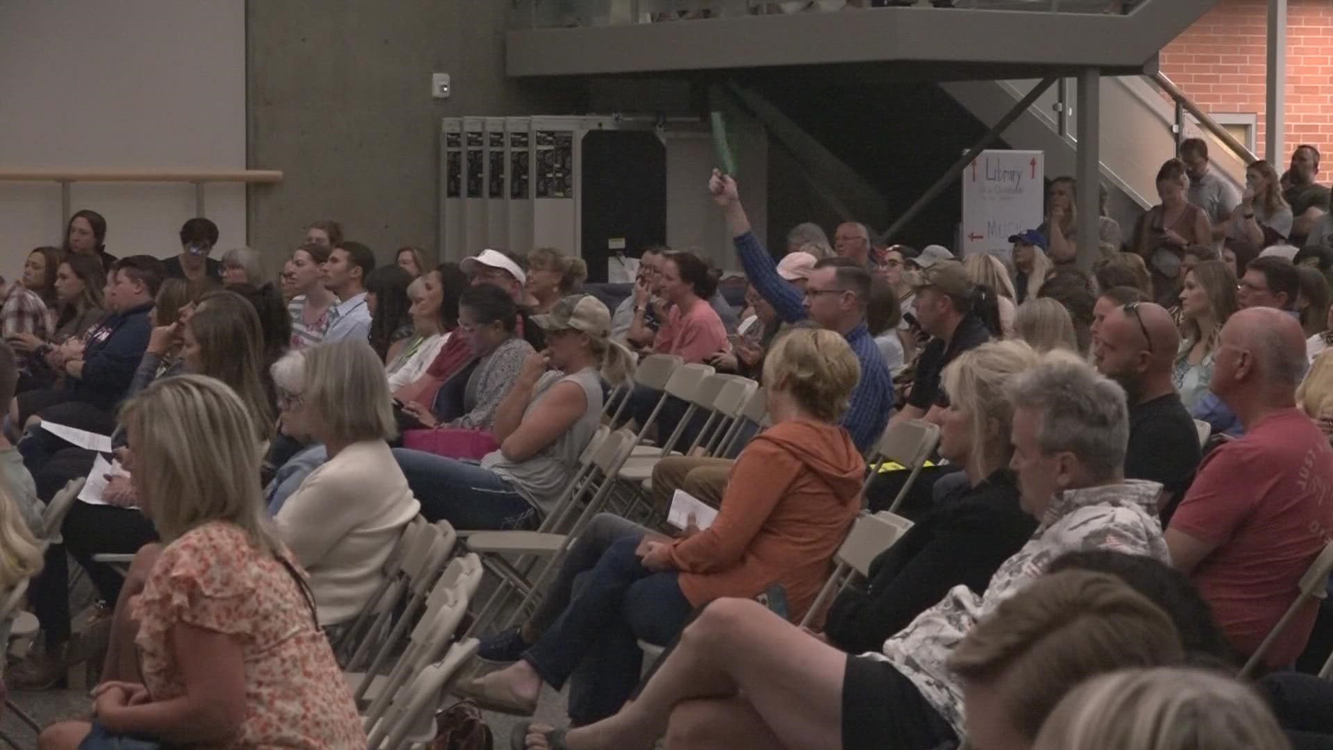 Hundreds sat in the Northwood Middle School cafeteria with something to say about the policies regarding critical race theory and gender inclusive books.