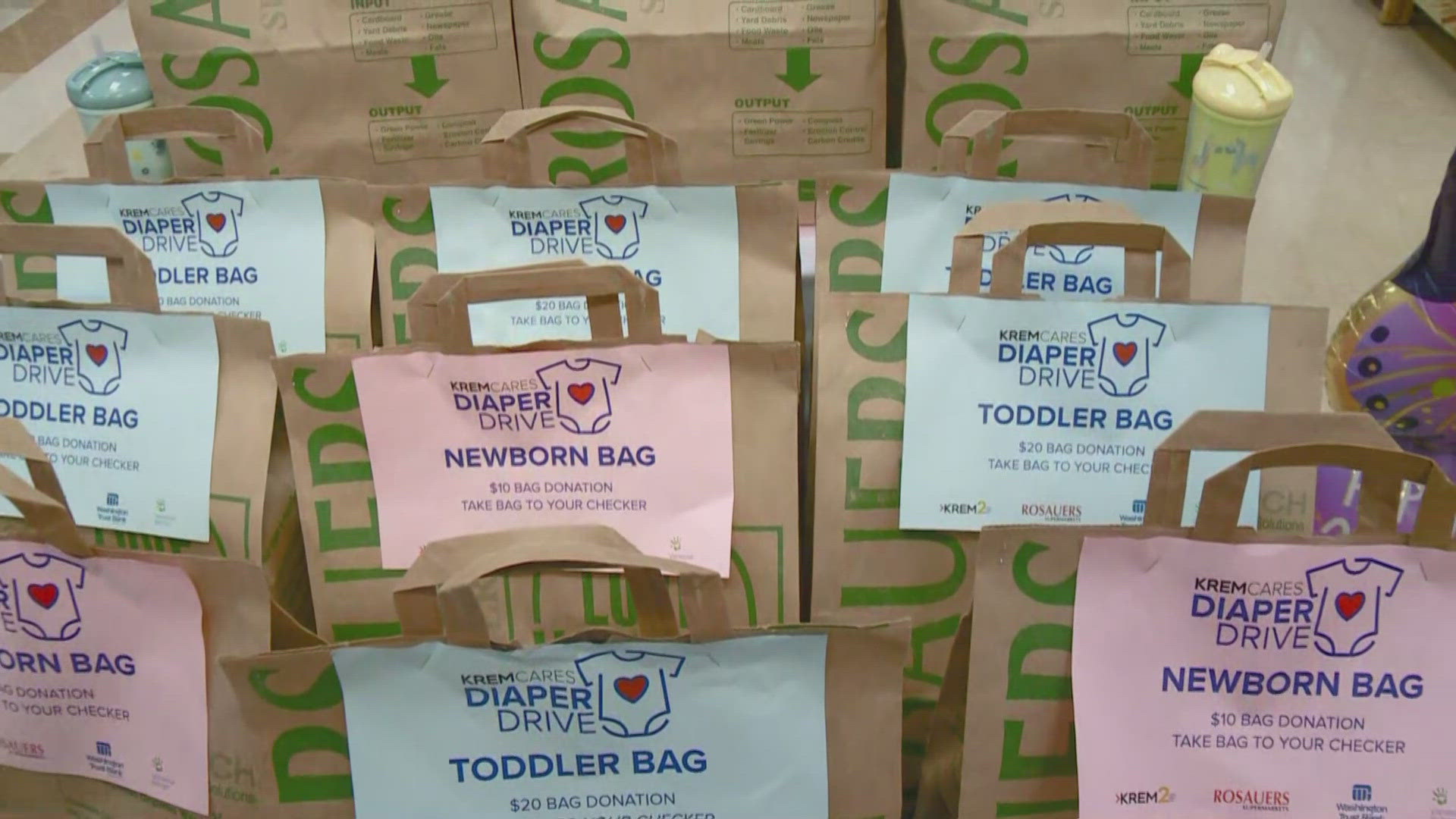 The KREM Cares Diaper Drive runs through May 11 at area Rosauers, Spokane's South Hill Super 1, and Huckleberry's Natural Market.