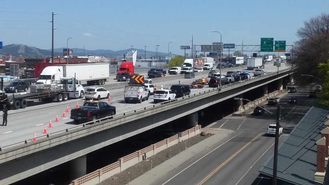 I-90 reopens after semi loses load on I-90 in downtown Spokane | krem.com