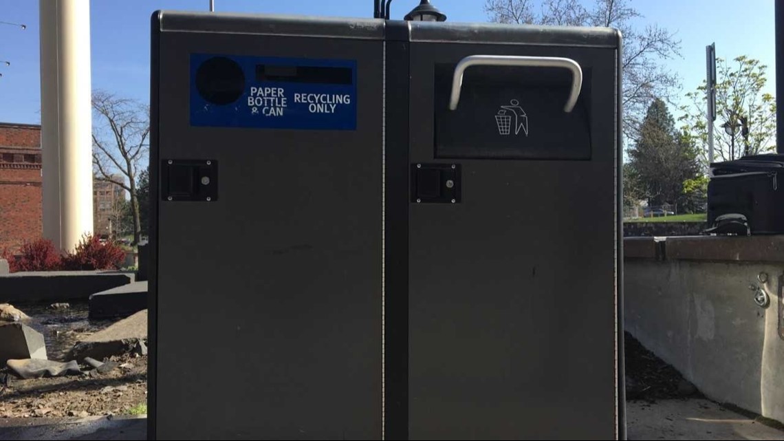 Downtown Spokane sees trash, recycling bins in new light | krem.com